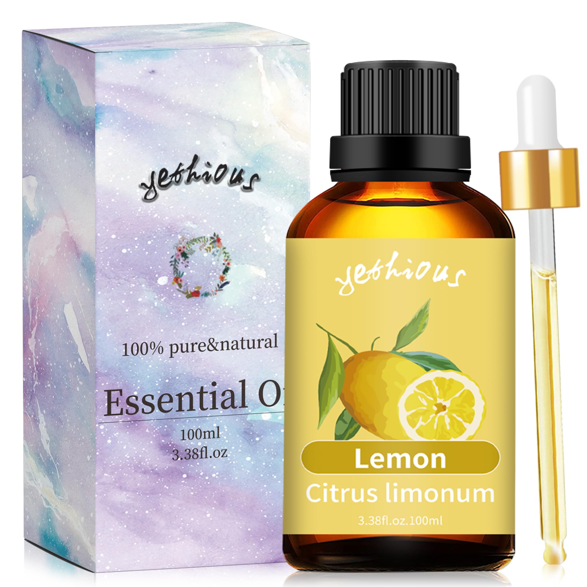 yethious Lemon Essential Oil Lemon Essential Oill for Diffuser, Perfume, Body, Skin, Hair, Candle Soap