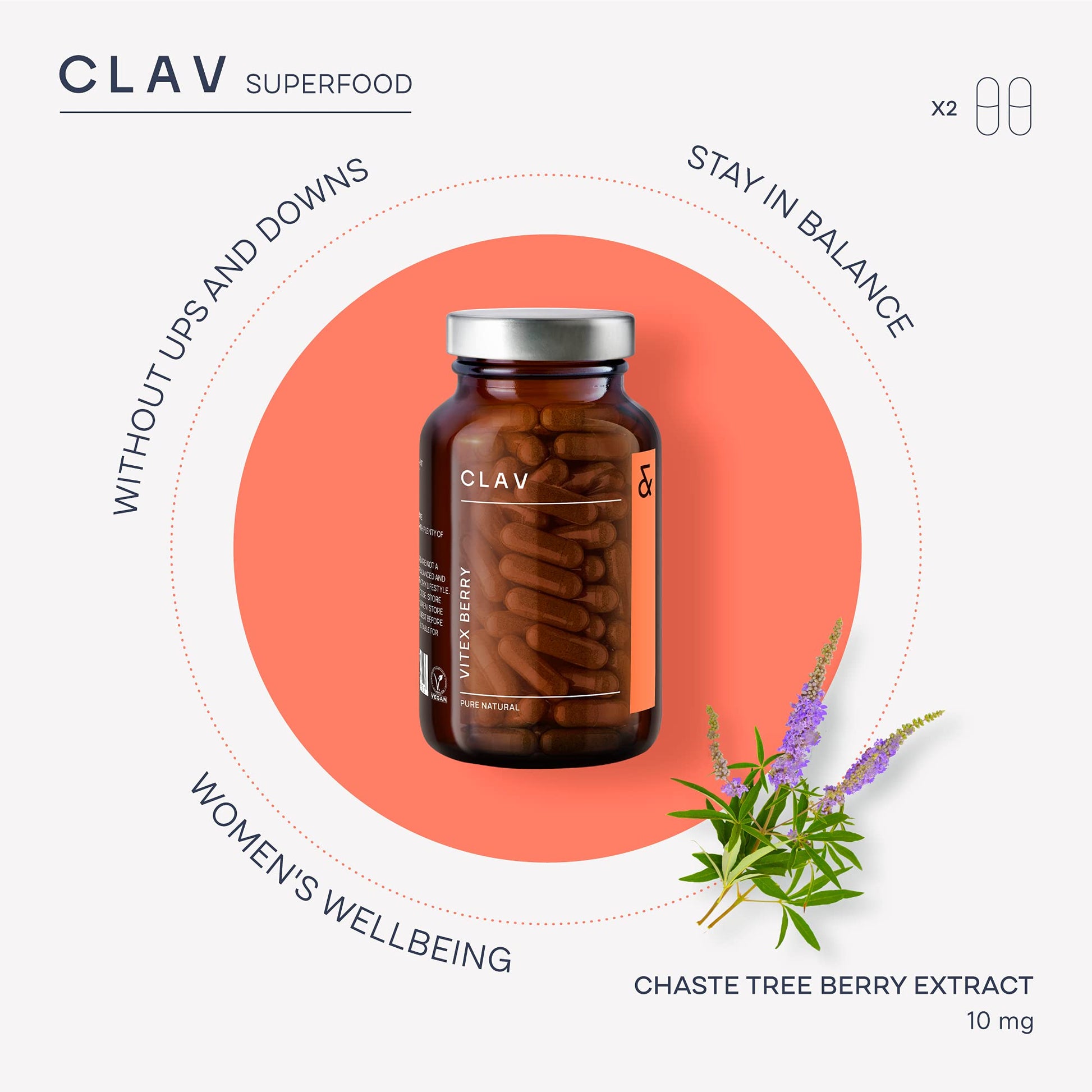 Vitex Berry - Premium Chasteberry 4:1 Extract (Vitex Agnus Castus) - Menopause & PMS Support CLAV