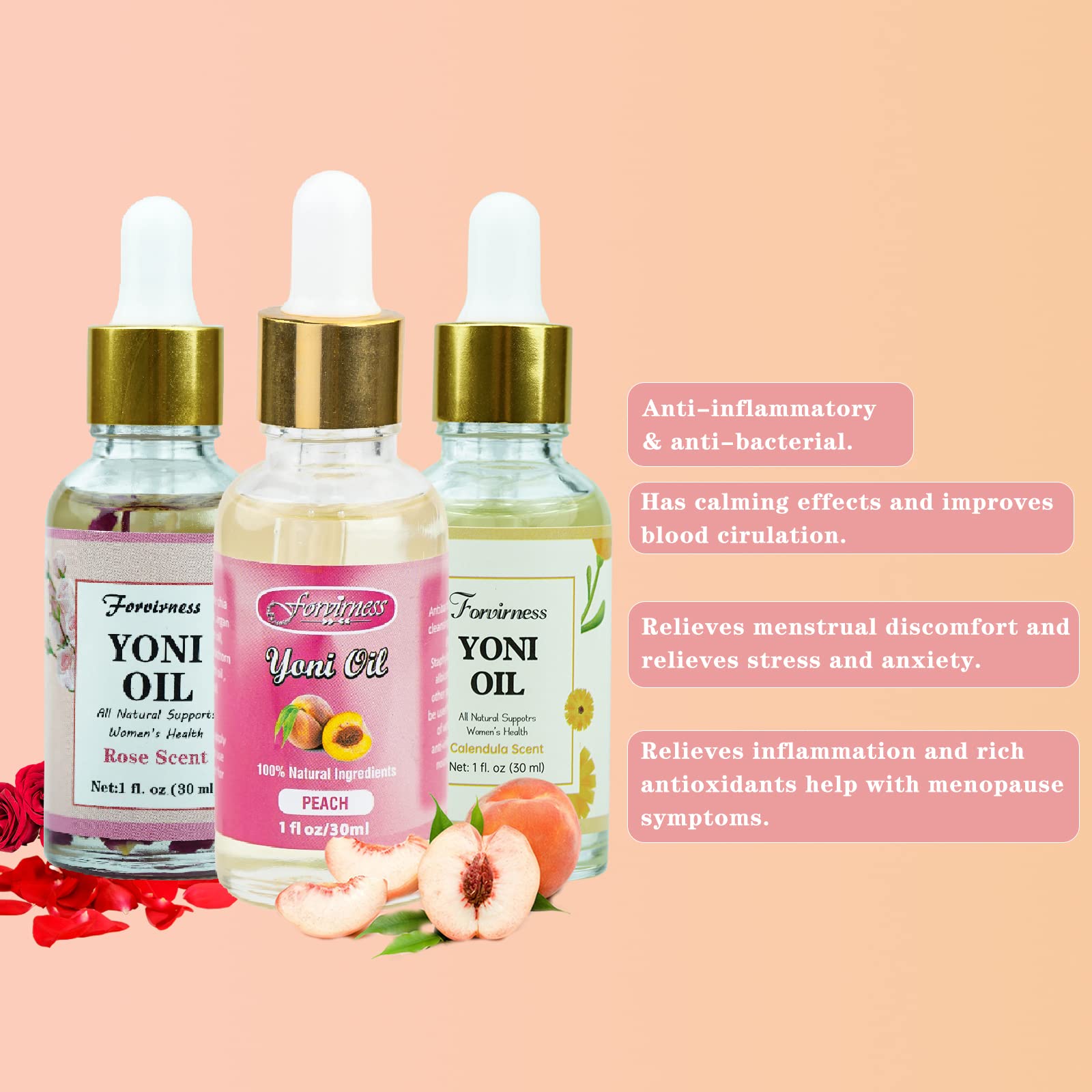3 Packs Natural Yoni Oil Feminine Wash Ph Balanced for Women, Eliminates Vaginal Odor forvirness