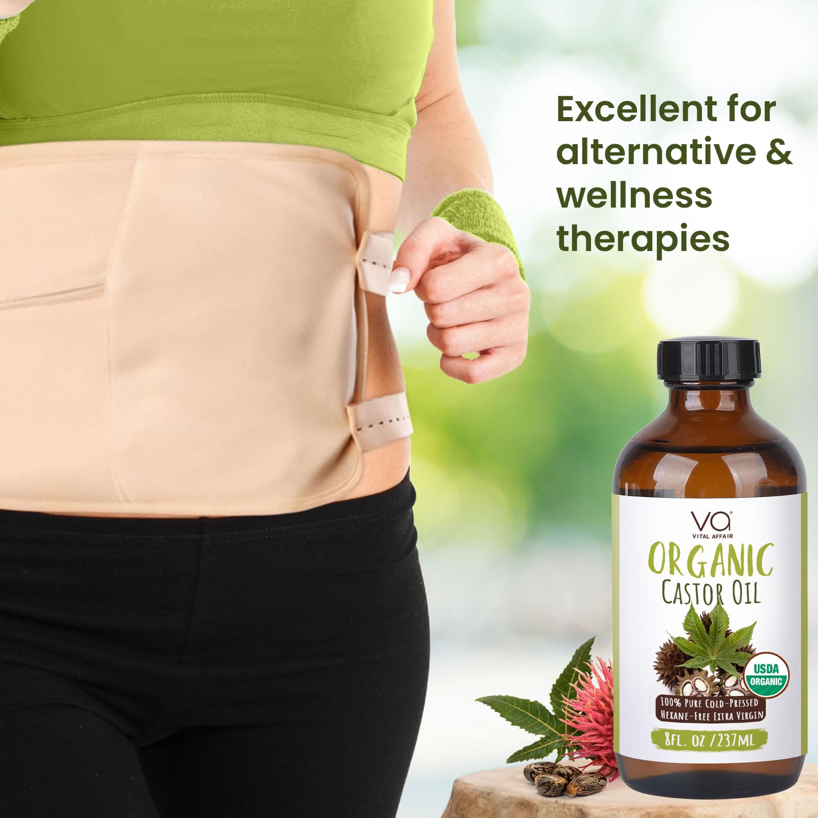 VITAL AFFAIR Castor Oil Organic Cold Pressed Unrefined Glass Bottle- USDA Certified Organic Castor Oil VITAL AFFAIR