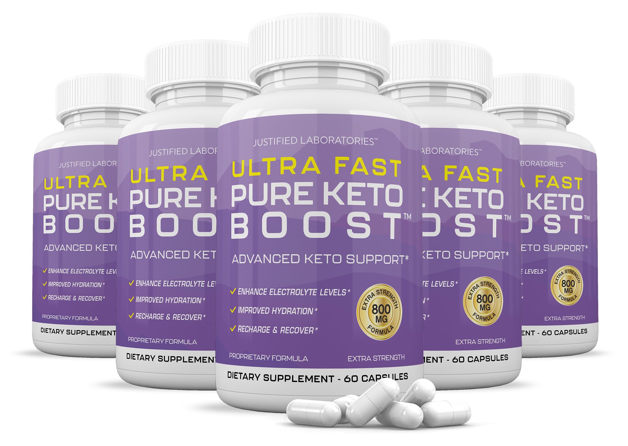 (5 Pack) Ultra Fast Pure Keto Boost Pills 1275MG New & Improved Formula Contains Apple 