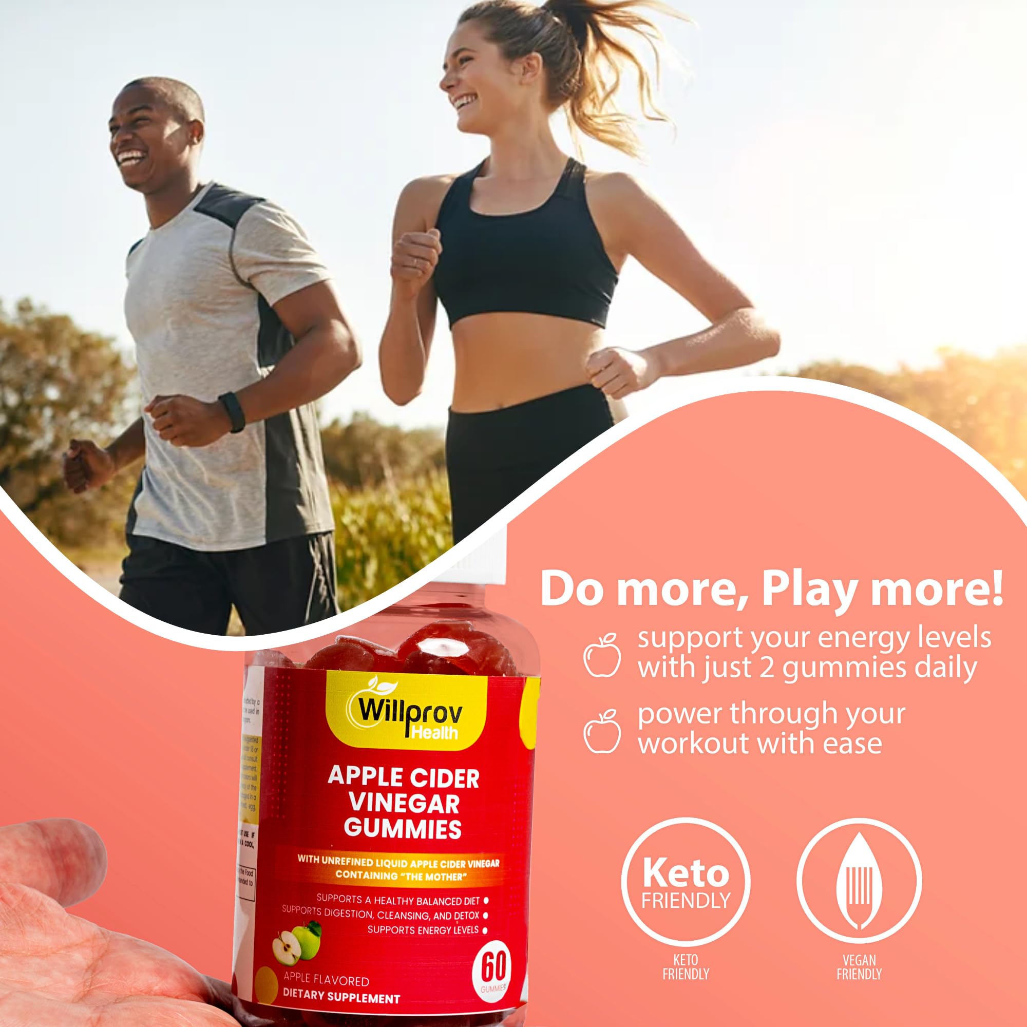 Willprov Health Apple Cider Vinegar Gummies - 1000mg ACV with Mother for Metabolism Willprov Health