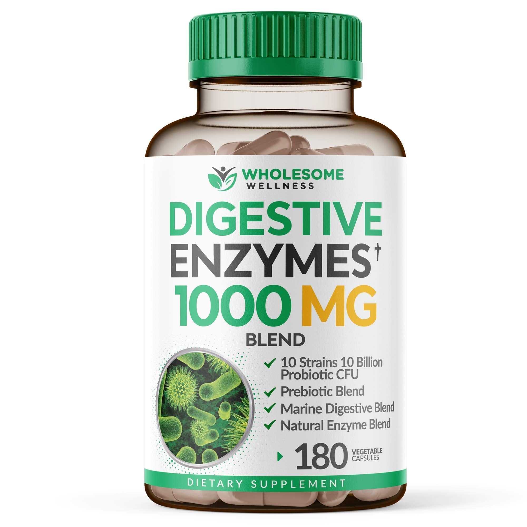 Wholesome Wellness Digestive Enzymes 1000MG Plus Prebiotics & Probioti Wholesome Wellness