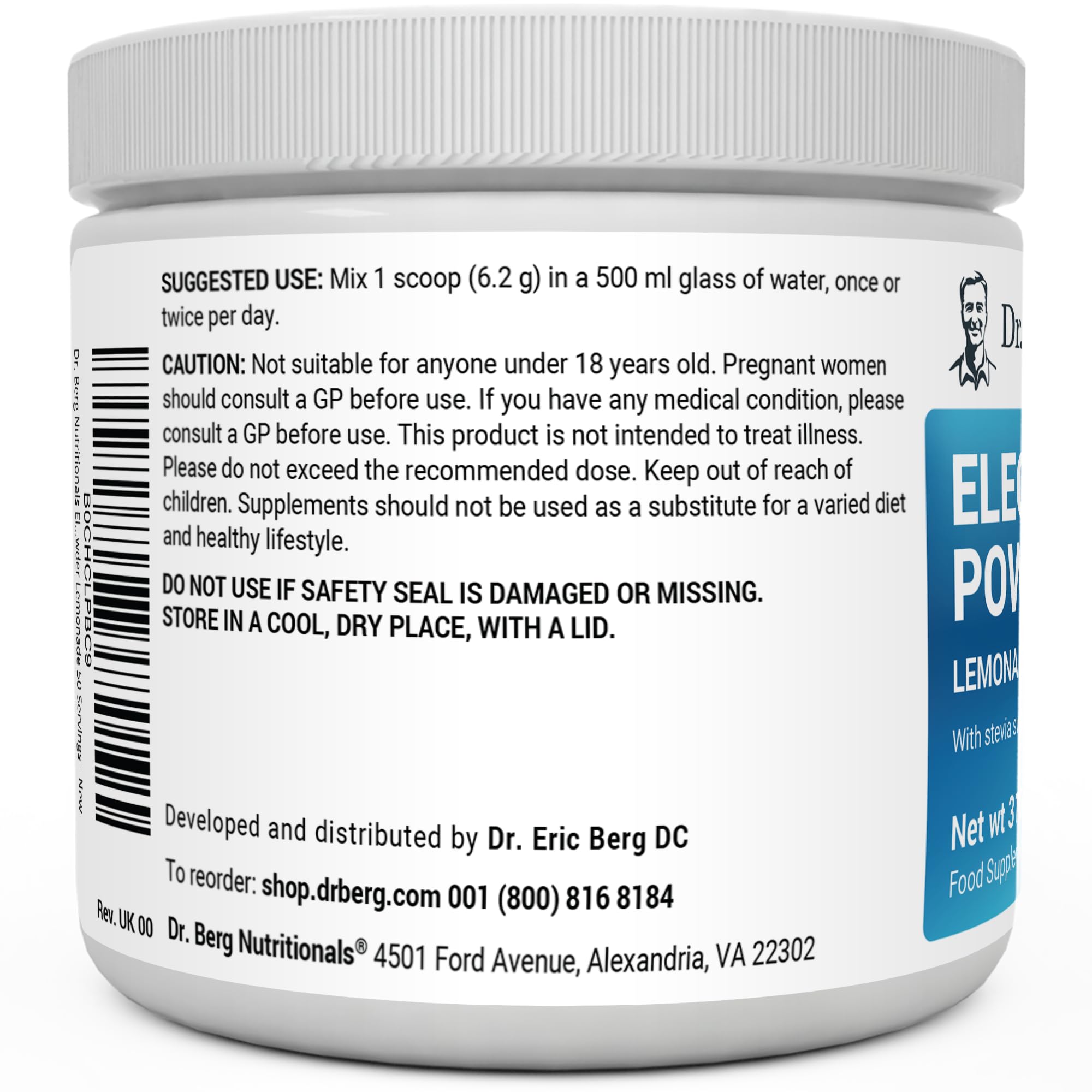 Dr. Berg Electrolyte Powder - Electrolyte Drink Supplements with 1000mg Potassium Dr. Berg Nutritionals
