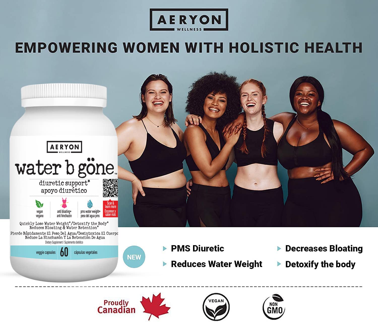 Water B Gone – Diuretic Pills for Women – Reduce Water Retention and Bloating – Find PMS Aeryon Ashlie Wellness