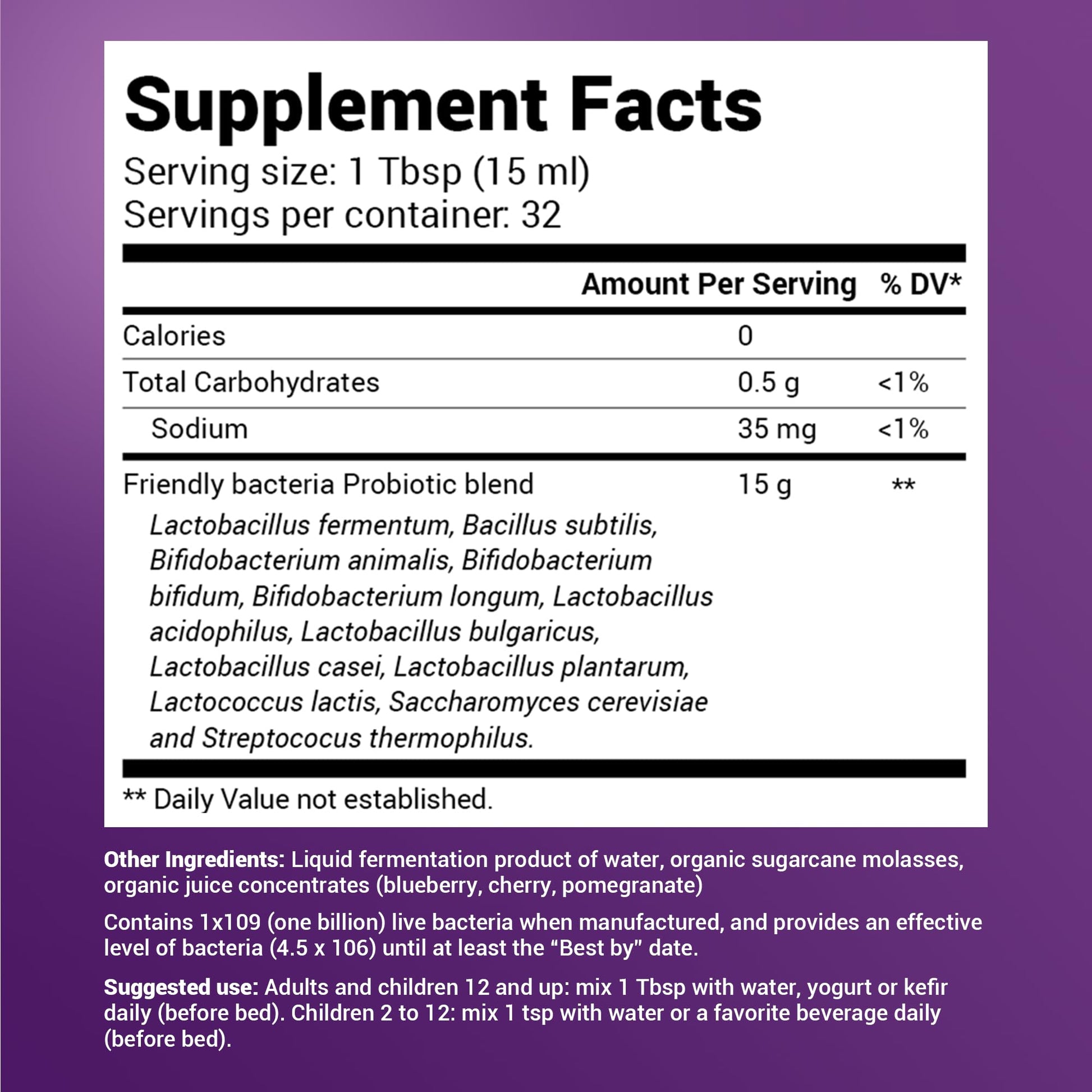 Dr. Berg's Friendly Probiotic Liquid Supplement Drink Mix w/ 12 Live Probiotics Strains Dr. Berg Nutritionals
