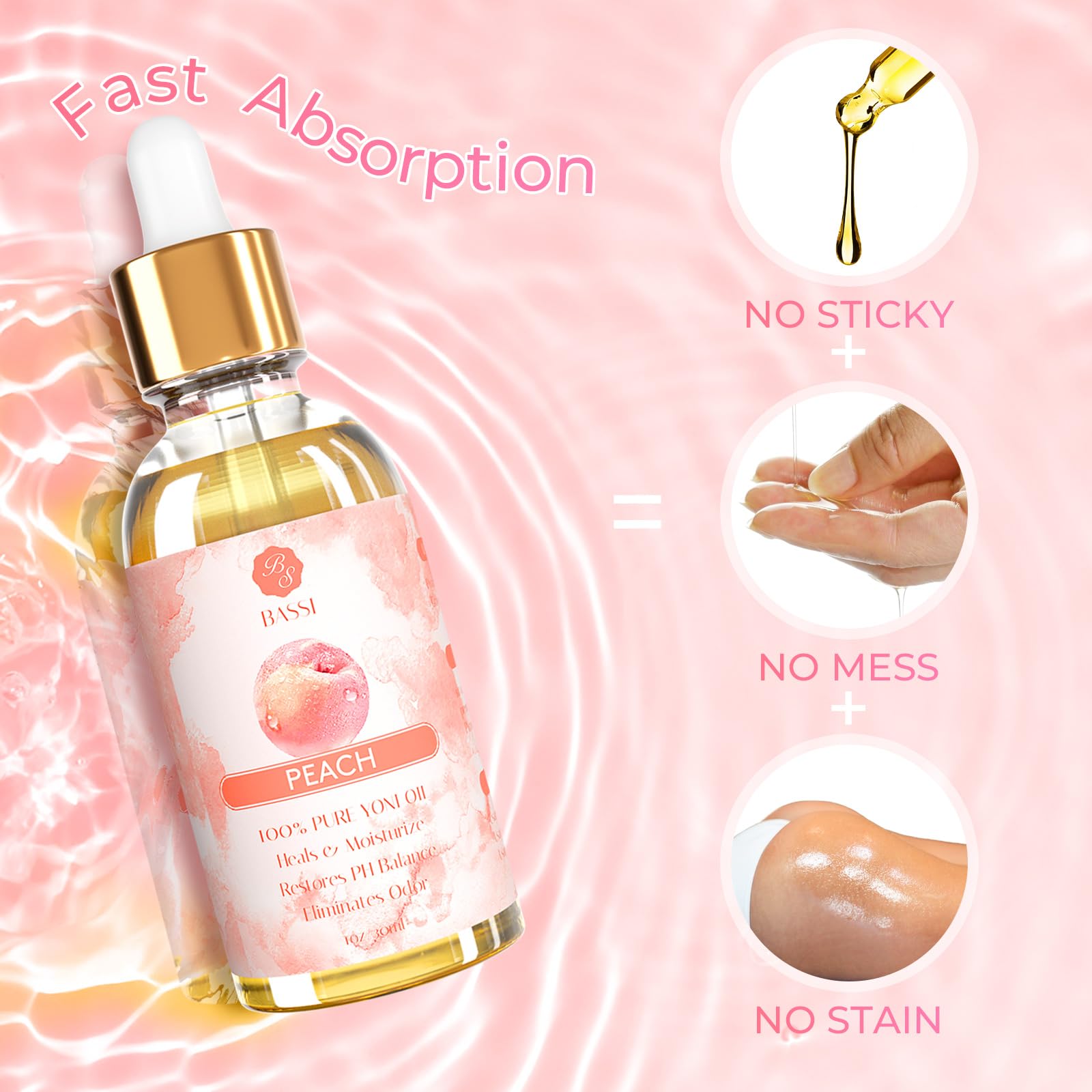 2 Pack Yoni Essential Oil Organic Feminine Oil Eliminates Odor Vaginal Moisturizer for Wetness BASSI