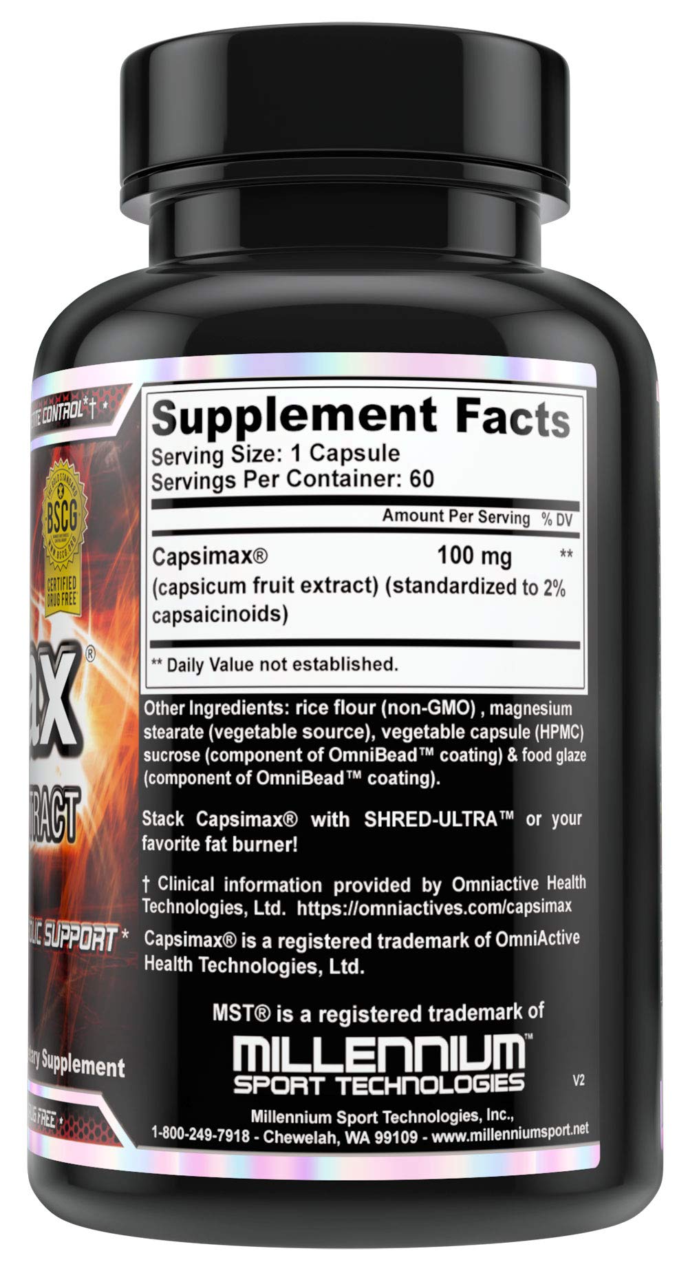 MST Capsimax Supplement 100mg V Capsules, 60 Servings Clinically Dosed Weight Management MST