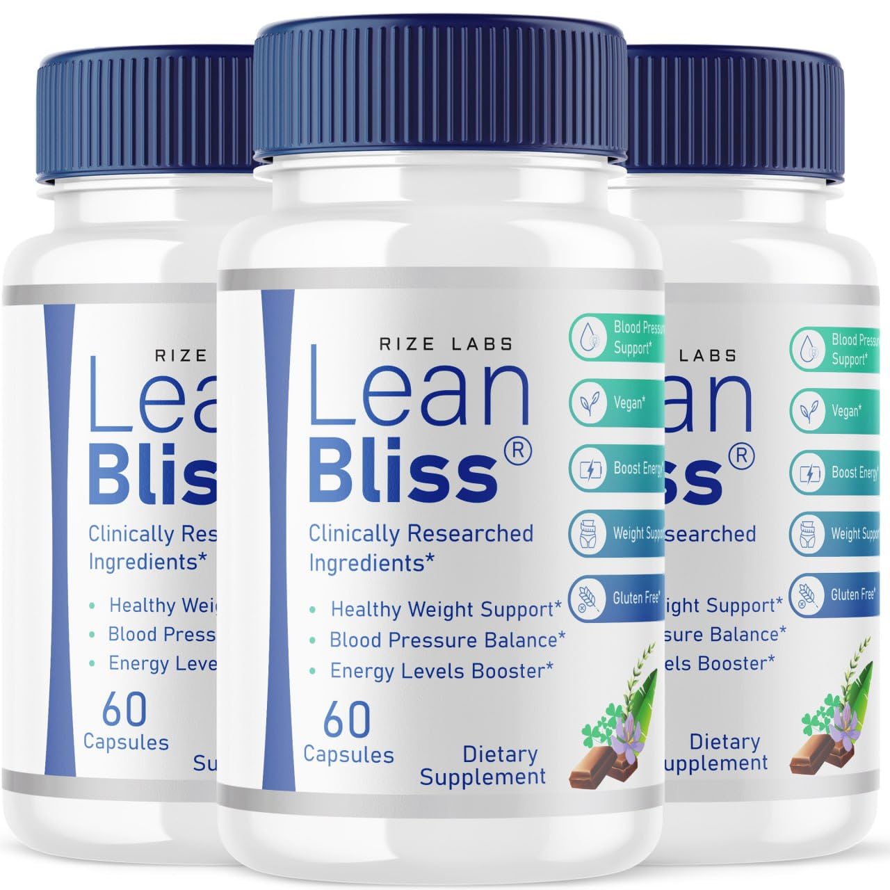 (3 Pack) Lean Bliss Weight Loss Pills, Lean Bliss Fat Burning Formula, LeanBliss Advanced 