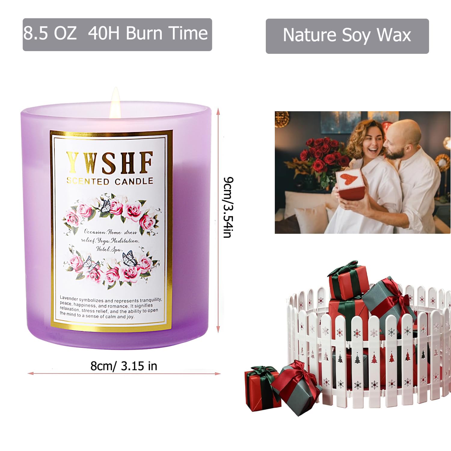 YWSHF Aromatherapy Candles,Scented Candle,Lavender Candle,8.5oz Stree Relief Candles Gift YWSHF