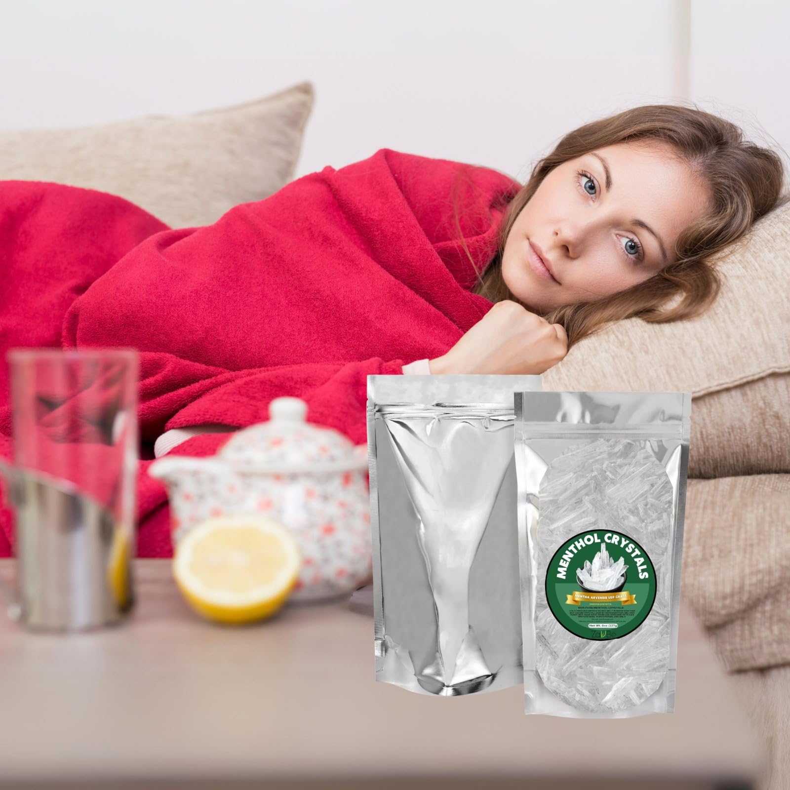 ZAVBE 1LB Menthol Crystal Mentha Arvensis Pure Natural in Resealable Bag USP Food Grade ZAVBE