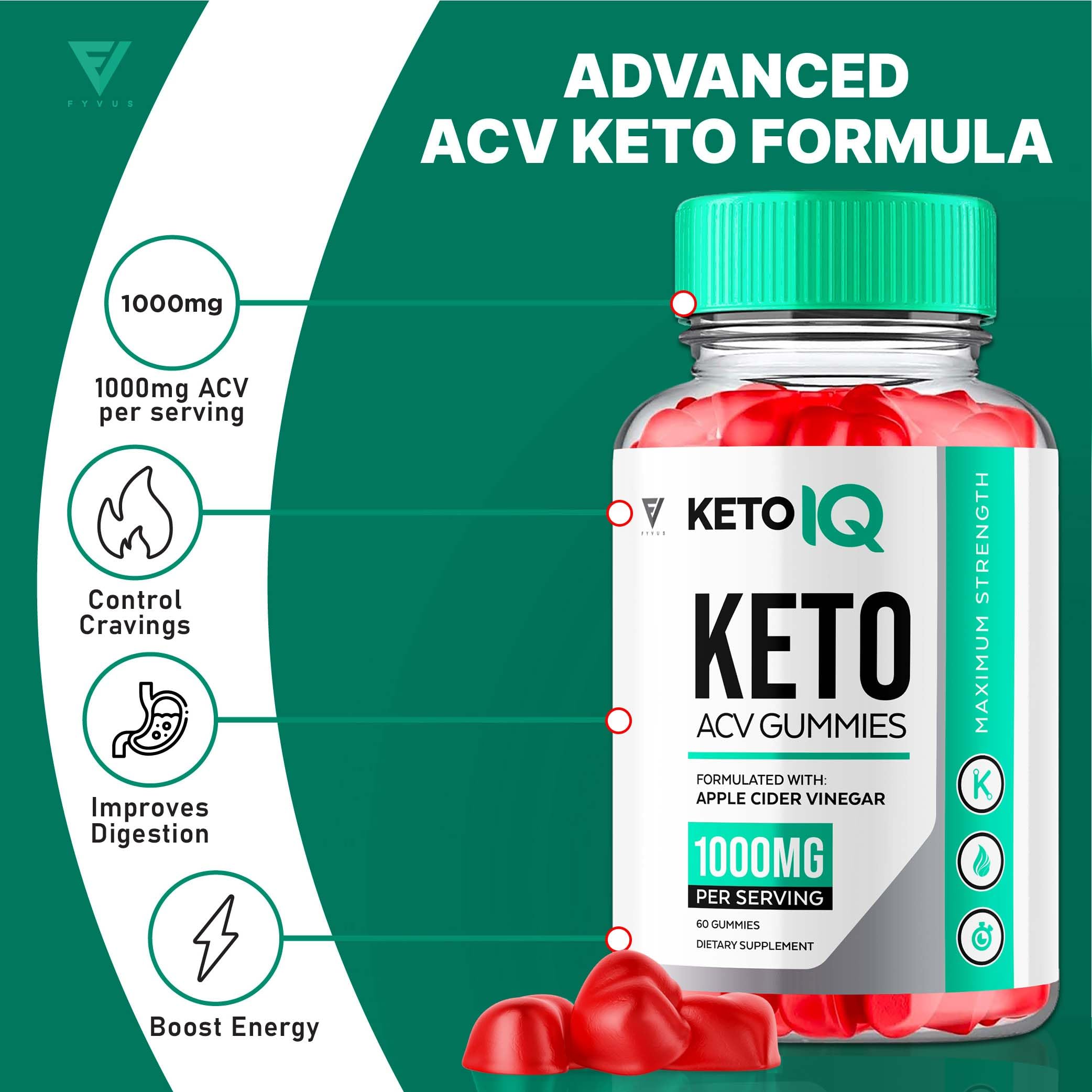 (3 Pack) Keto IQ KetoIQ Keto ACV Gummies, Keto IQ ACV Gummies Advanced Weight Loss Fyvus