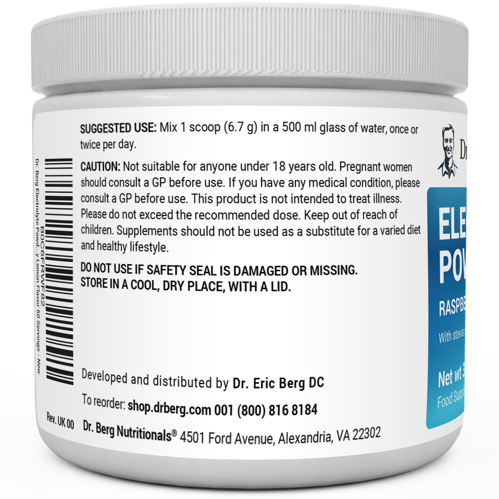 Dr. Berg Electrolyte Powder - Electrolyte Drink Supplements with 1000mg Potassium Dr. Berg Nutritionals