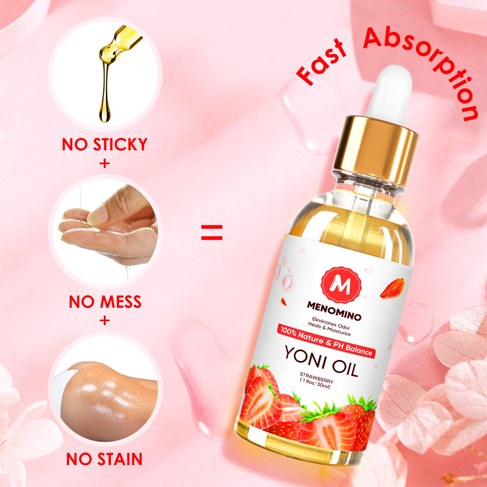 2 Pack Yoni Oil Feminine Oil for Women pH Balance - Feminine Deodorant - Vaginal Moisturizer - Eliminates Odor MENOMINO