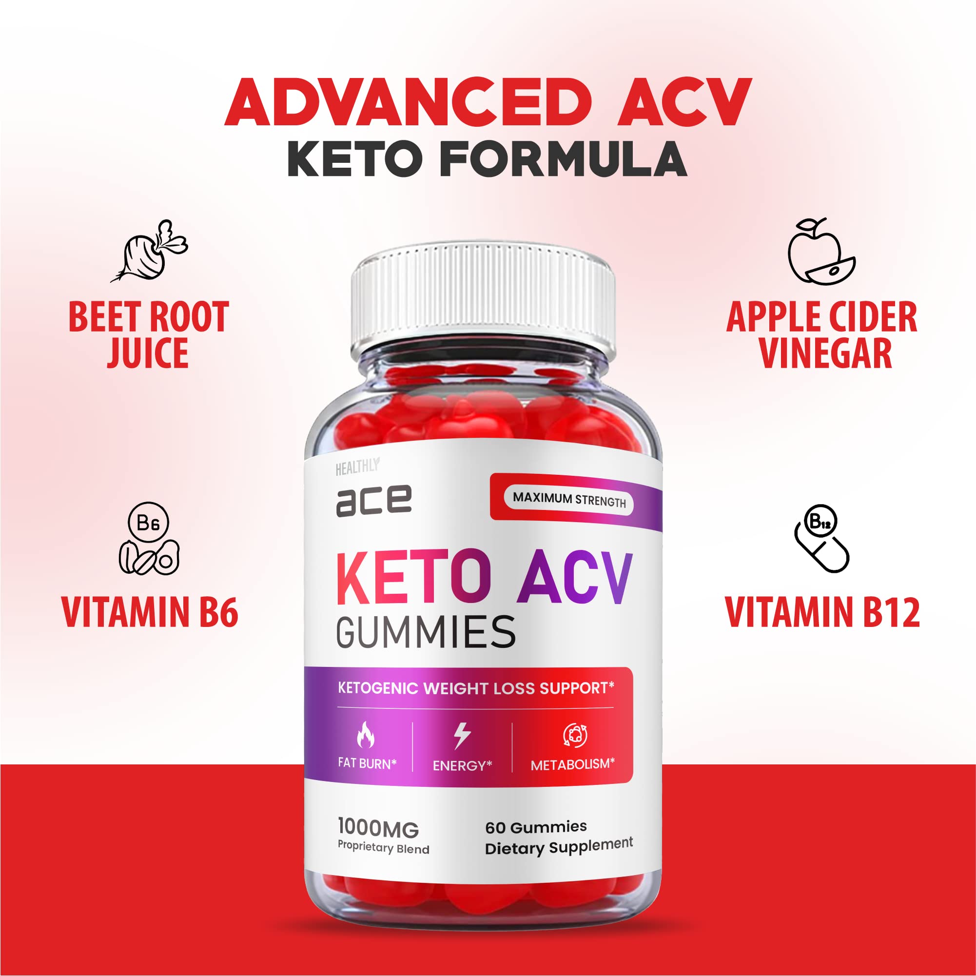 (2 Pack) Ace Keto Gummies - Official Formula, Vegan - Ace Keto ACV Gummies, Keto Ace Gummies Healthly