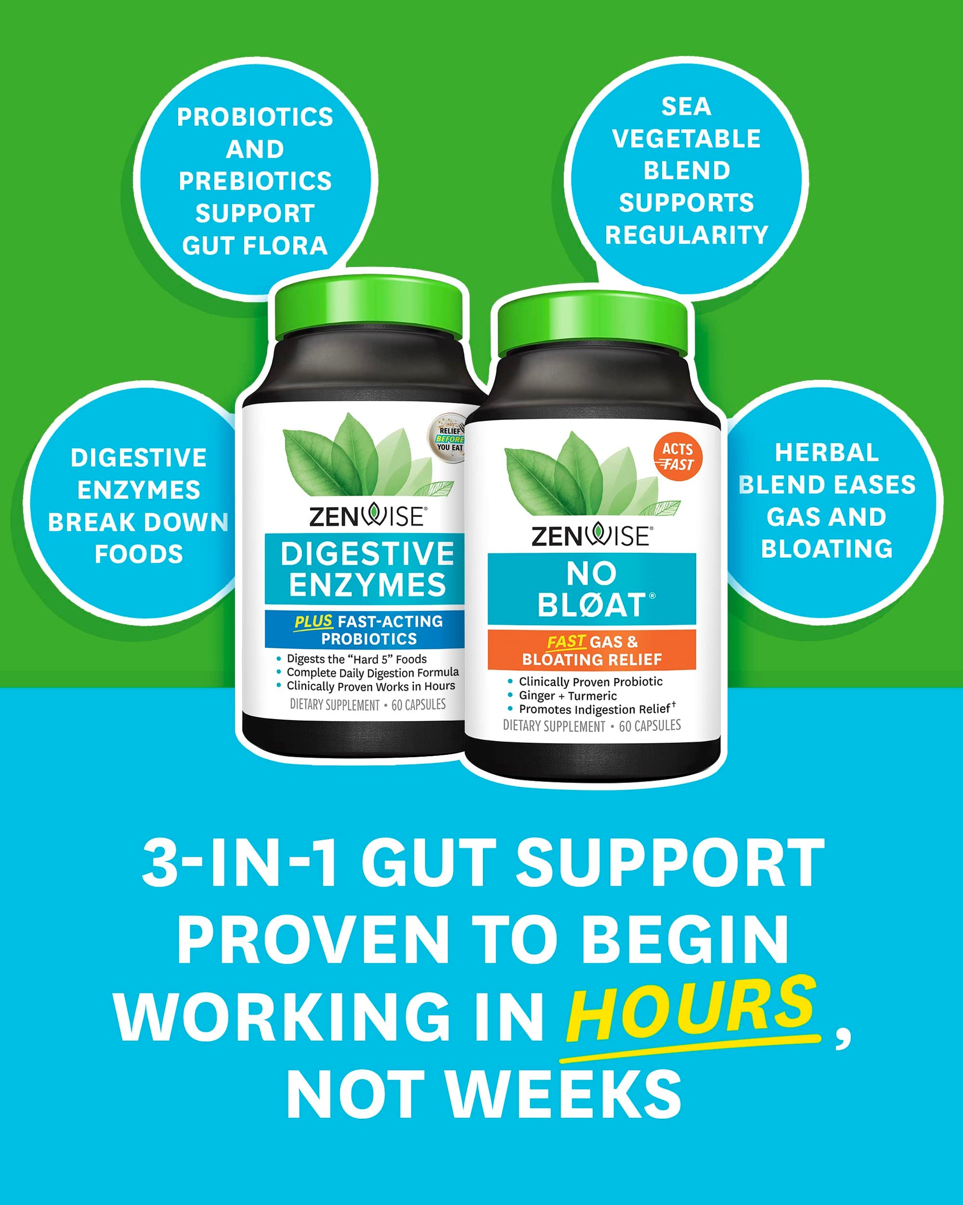 Zenwise Health Digestive Bliss Bundle - Digestive Enzymes, NO BLØAT Zenwise Health