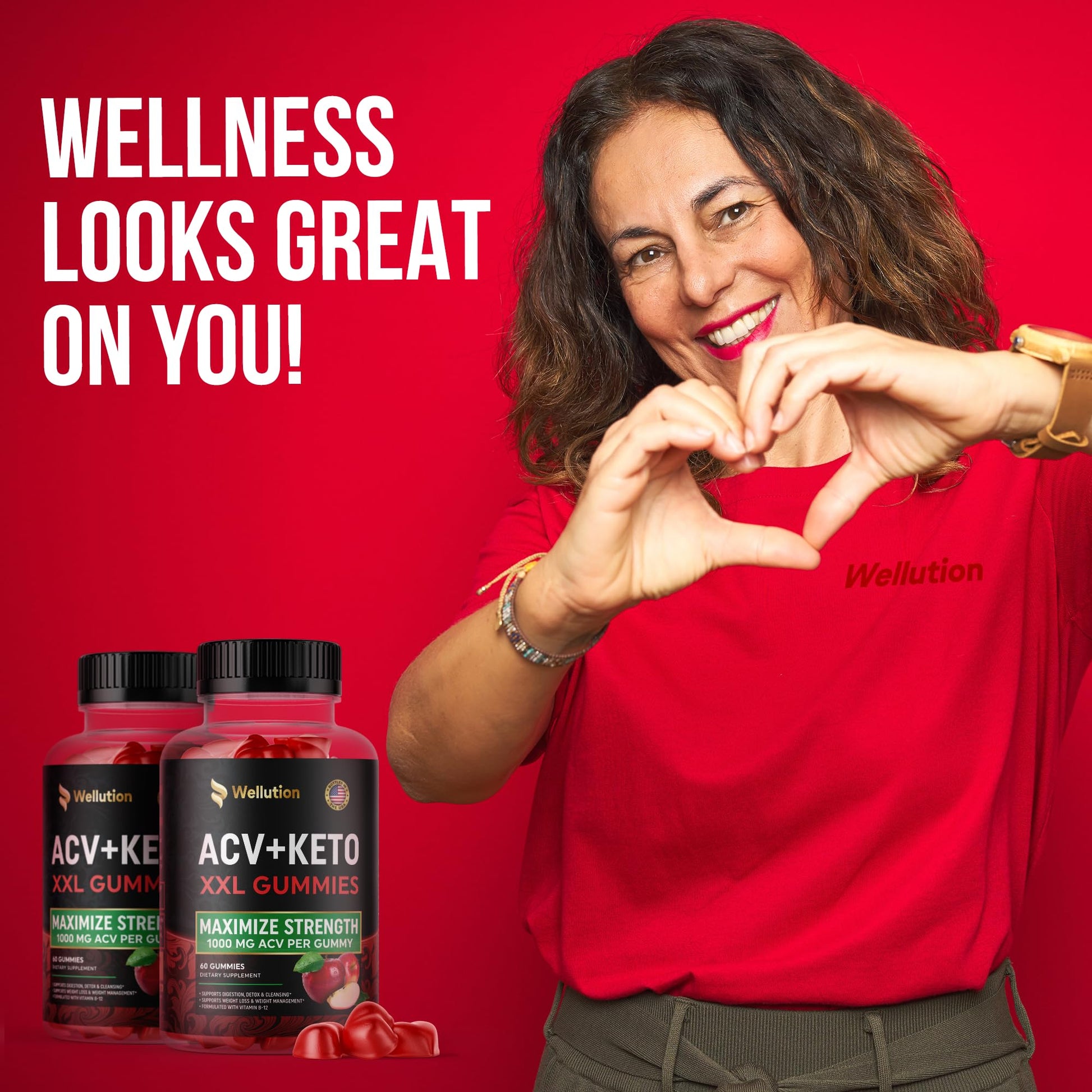 WELLUTION Apple Cider Vinegar 120 XXL Gummies - Support Digestion & Weight Management… WELLUTION
