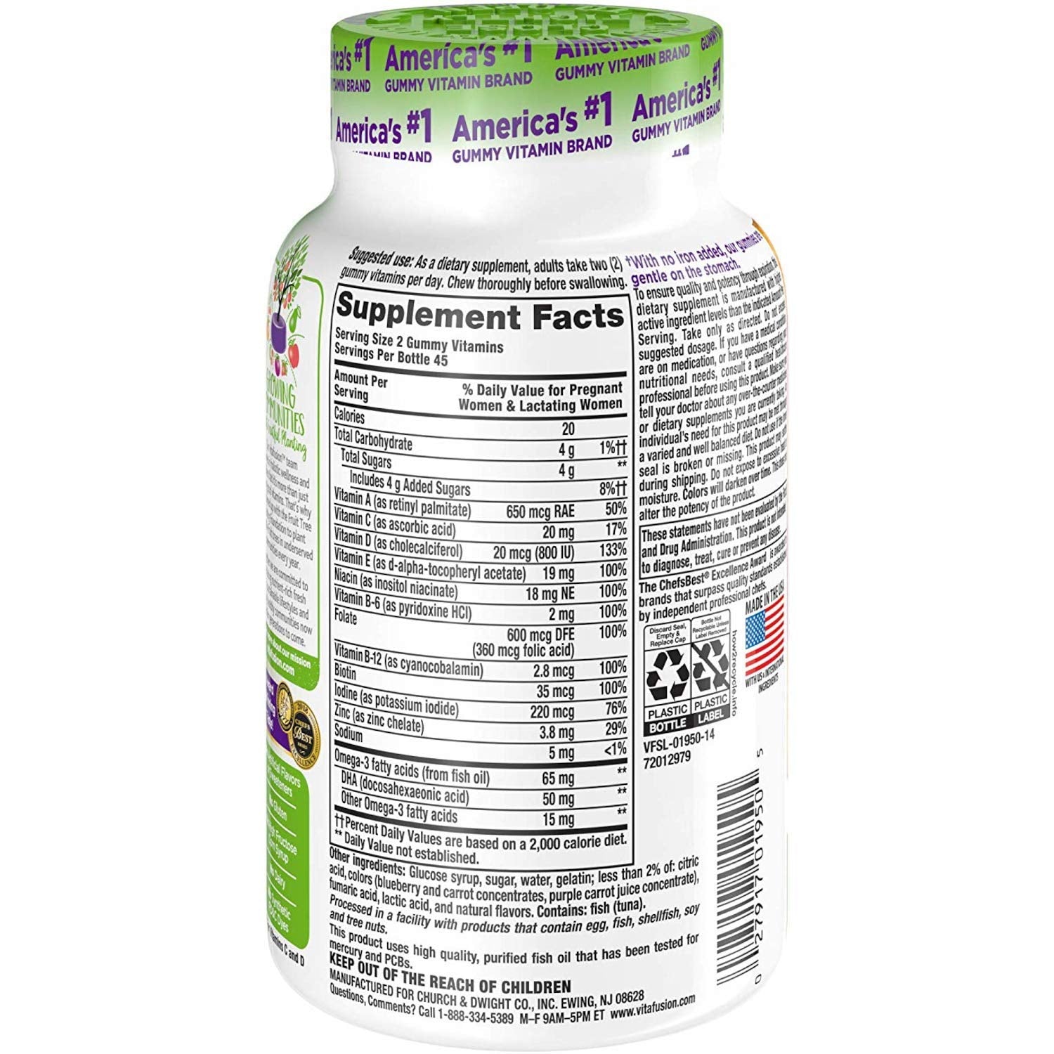 Vitafusion Prenatal, Gummy Vitamins, 90 Count (3Pack (90 Count)) Vitafusion