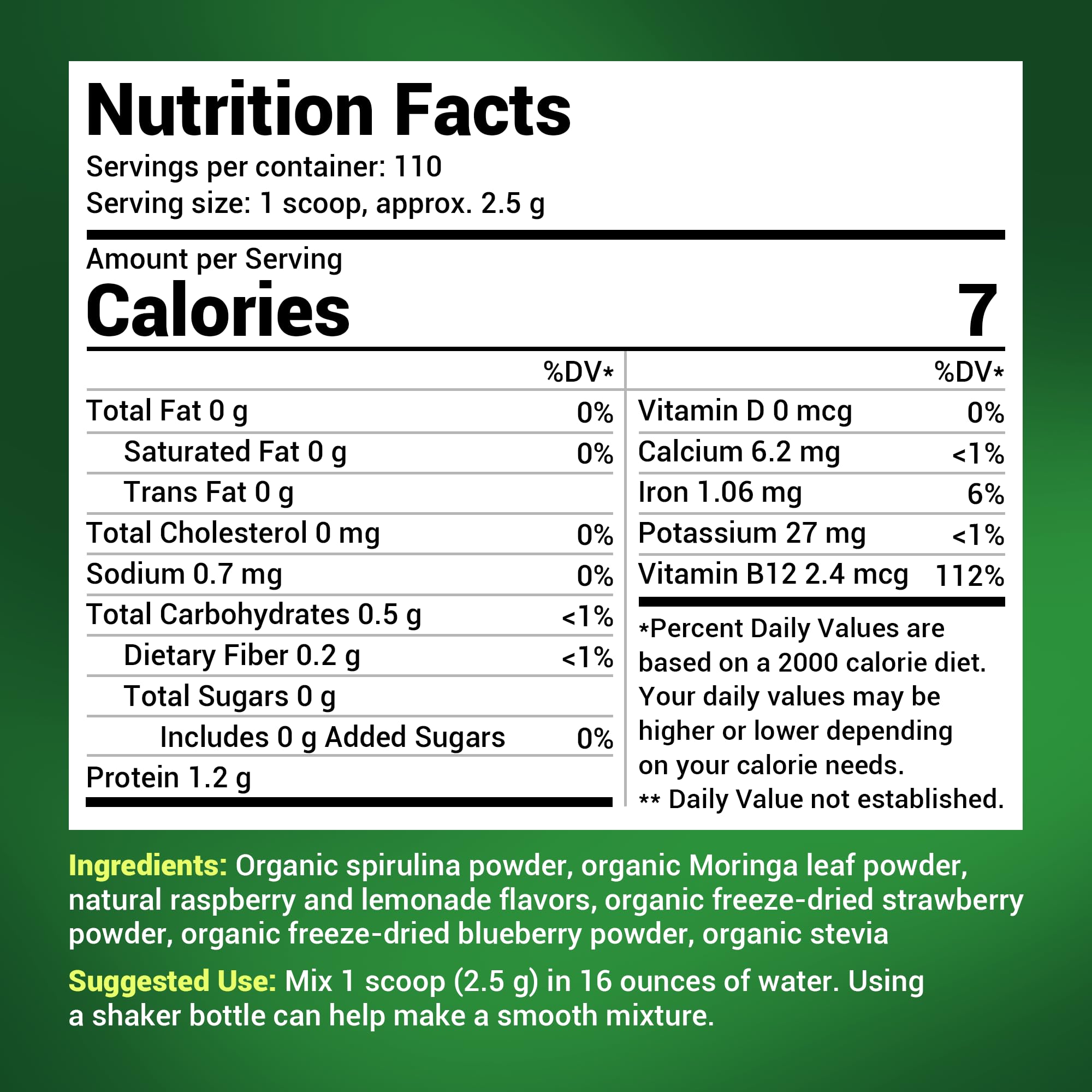 Dr. Berg's (Veggie Solution) Organic Super Greens Powder w/Spirulina - Raw Green Dr. Berg Nutritionals