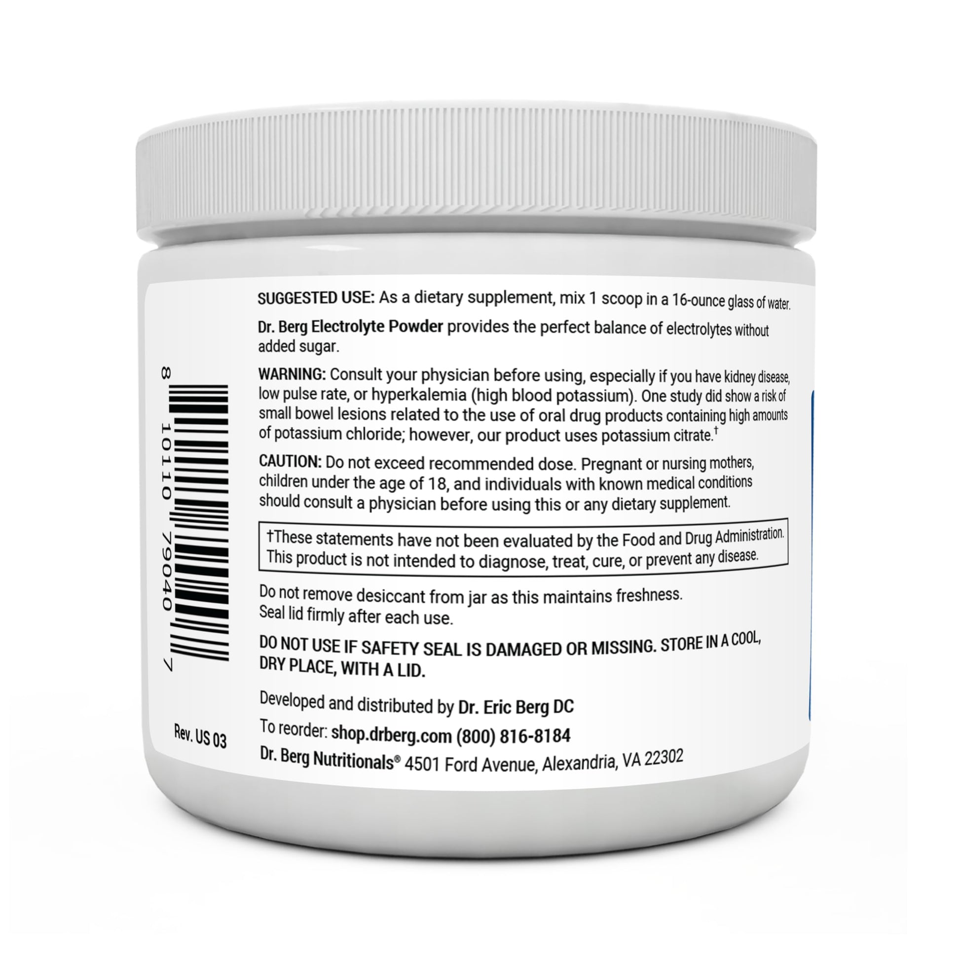 Dr. Berg Hydration Keto Electrolyte Powder - Enhanced w/ 1,000mg of Potassium Dr. Berg Nutritionals