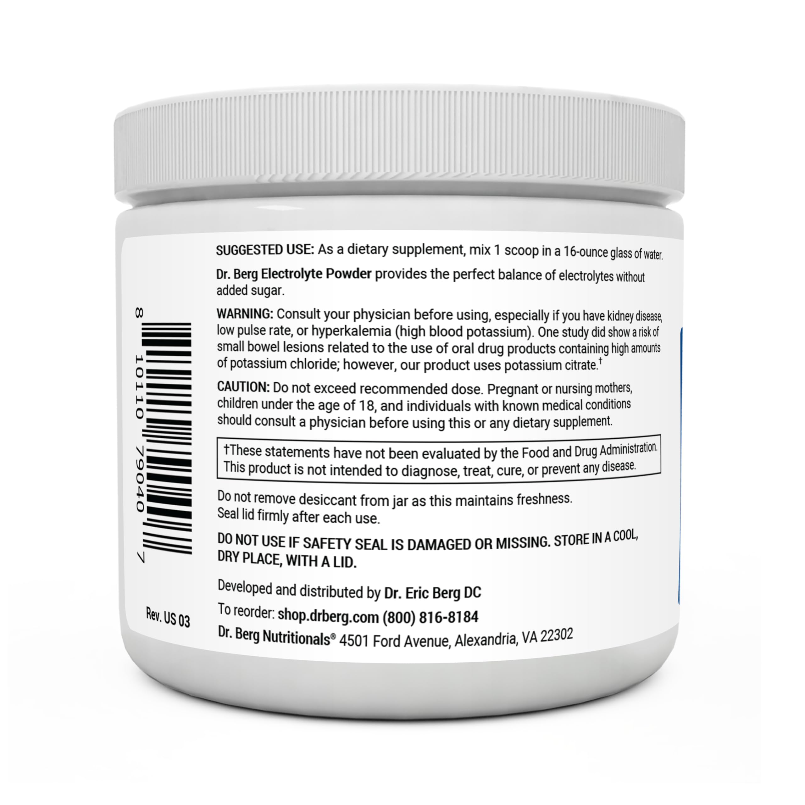 Dr. Berg Hydration Keto Electrolyte Powder - Enhanced w/ 1,000mg of Potassium Dr. Berg Nutritionals