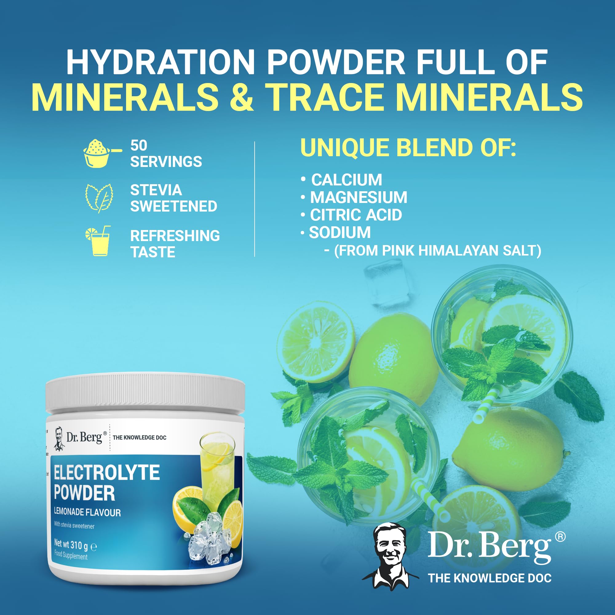 Dr. Berg Electrolyte Powder - Electrolyte Drink Supplements with 1000mg Potassium Dr. Berg Nutritionals