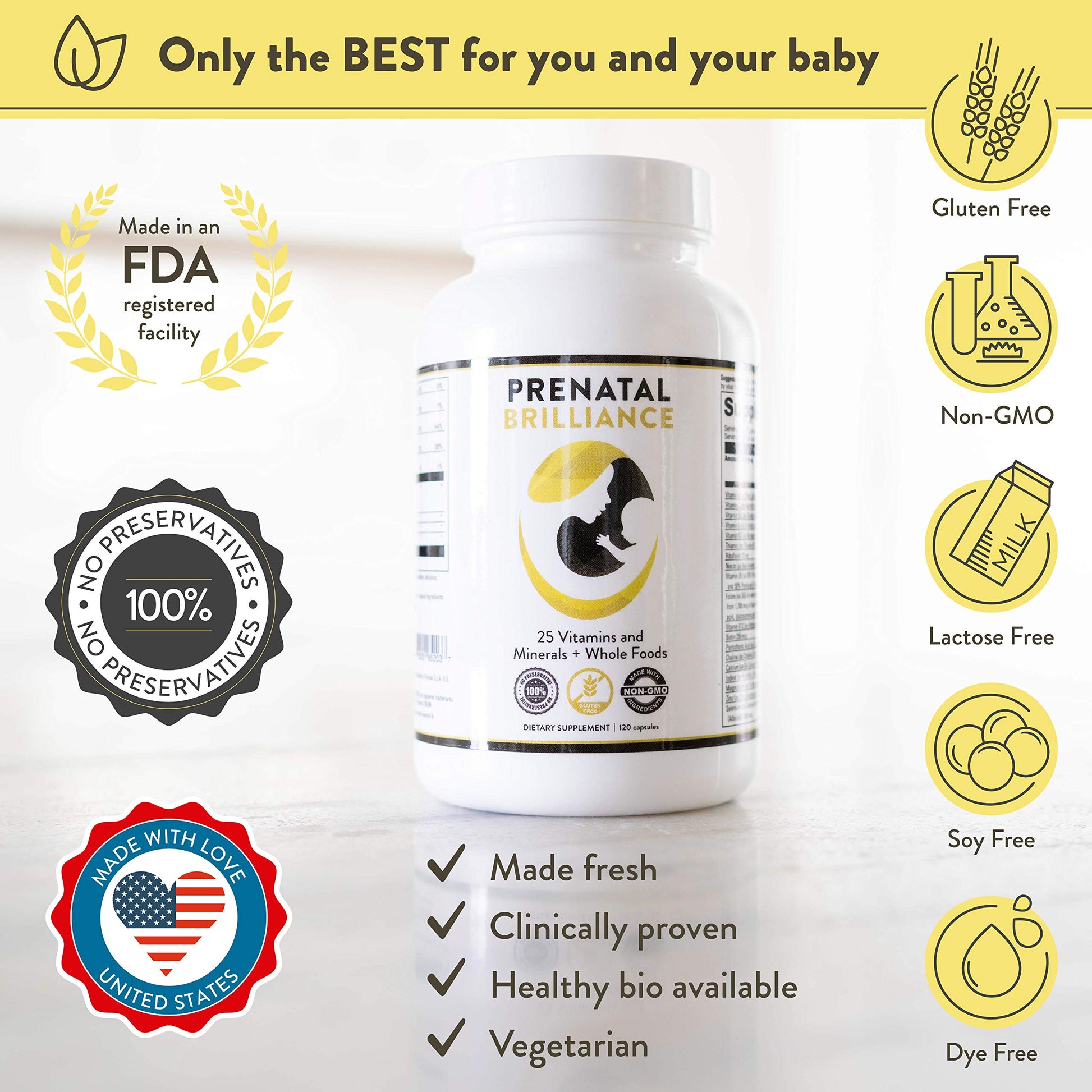 Vibrant Beginning Folate Prenatal Vitamins for Women, Non-GMO Whole Food Daily Pregnancy Vibrant Beginning