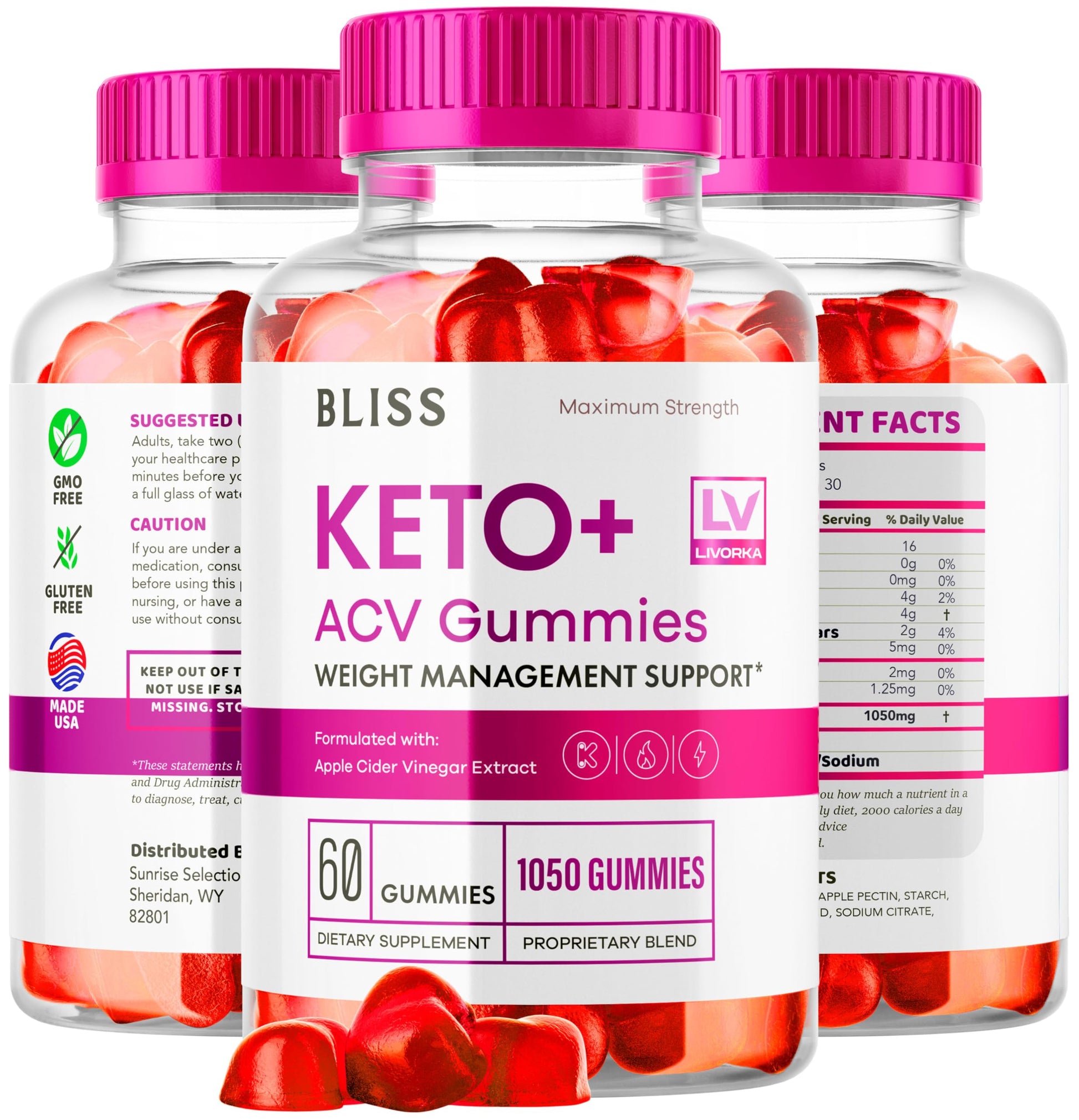 5 Pack - Bliss Keto ACV Gummies Advanced Weight Loss, Bliss ACV Active Gummies LIVORKA