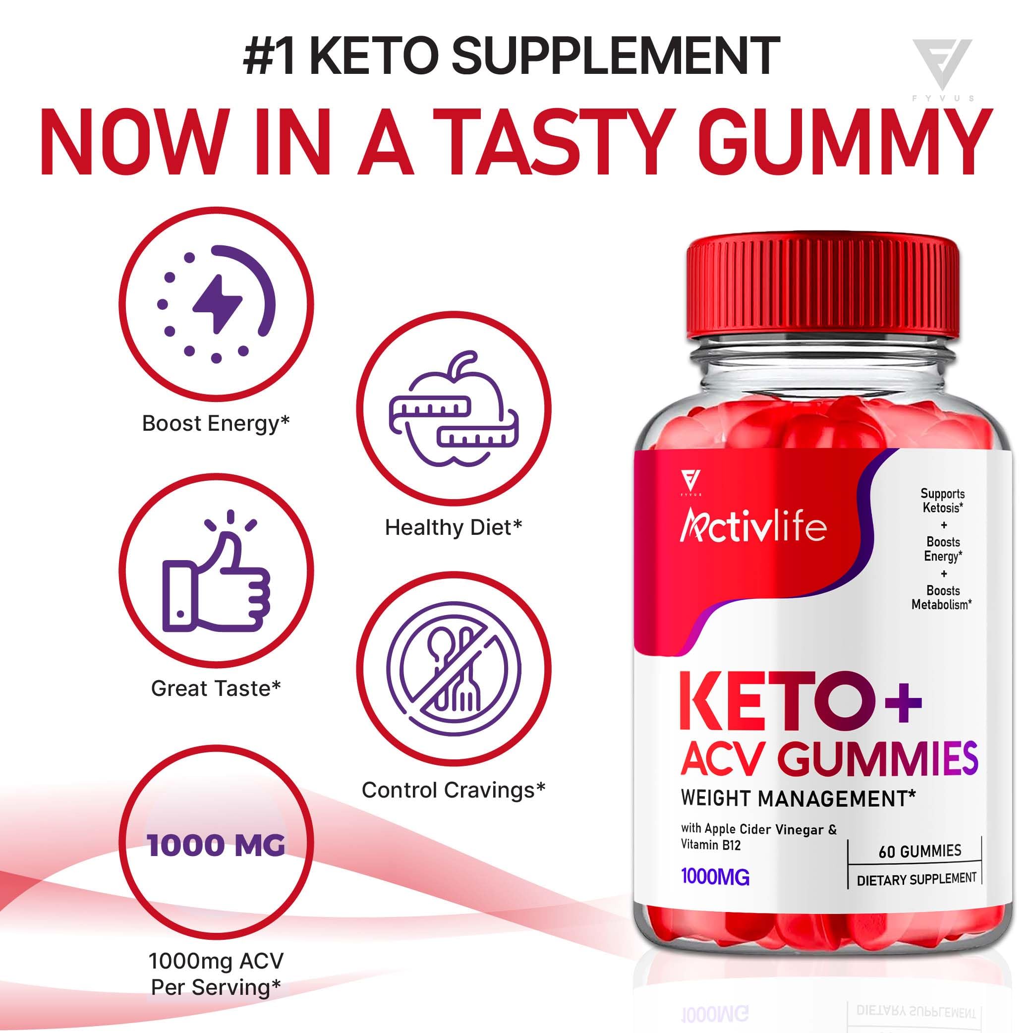 (2 Pack) Activlife Keto ACV Gummies Activelife Keto Advanced, Active Life Keto Fyvus