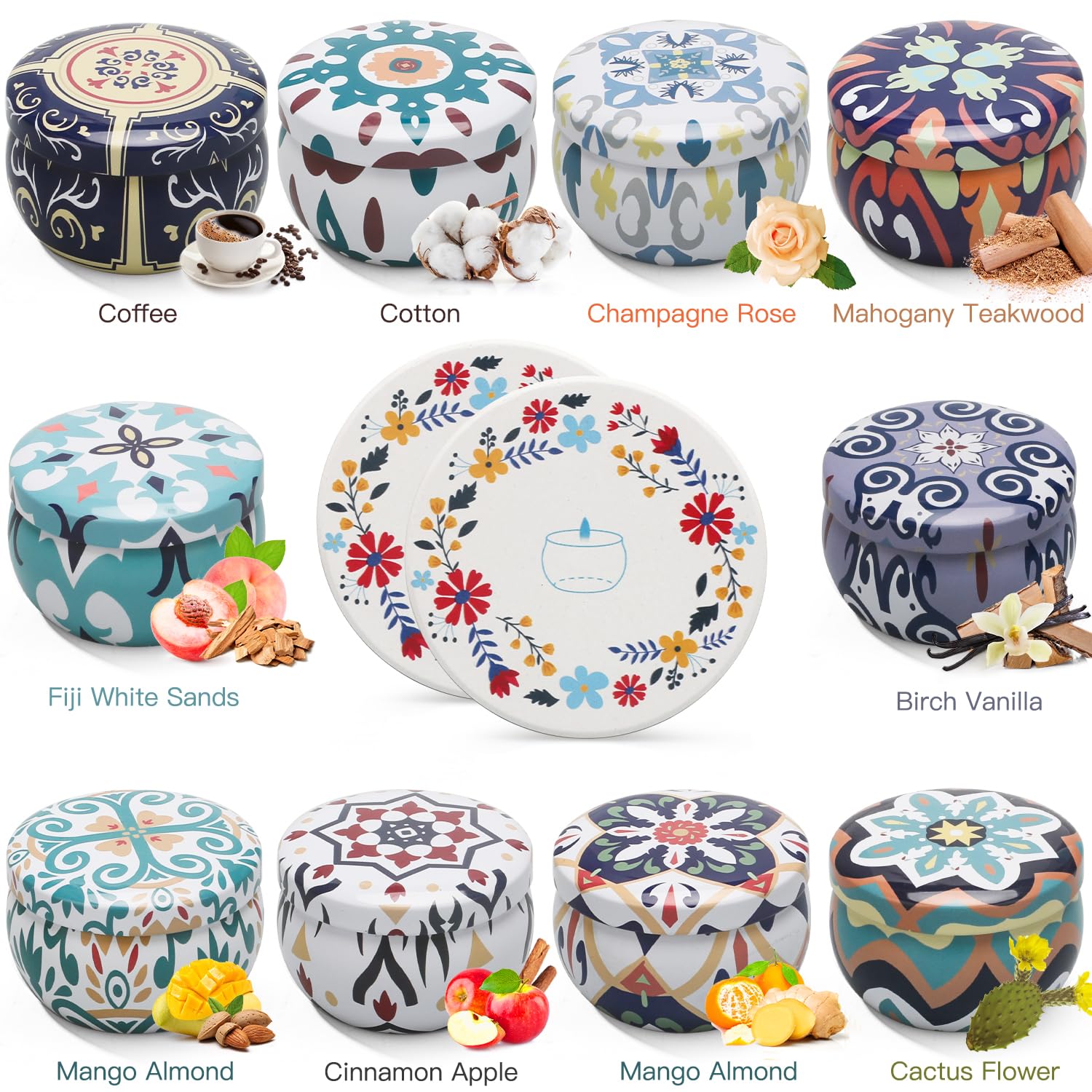 10 Pack Scented Candles Gifts, Aromatherapy Candles for Home Scented with 2 Coasters Yinuo Candle