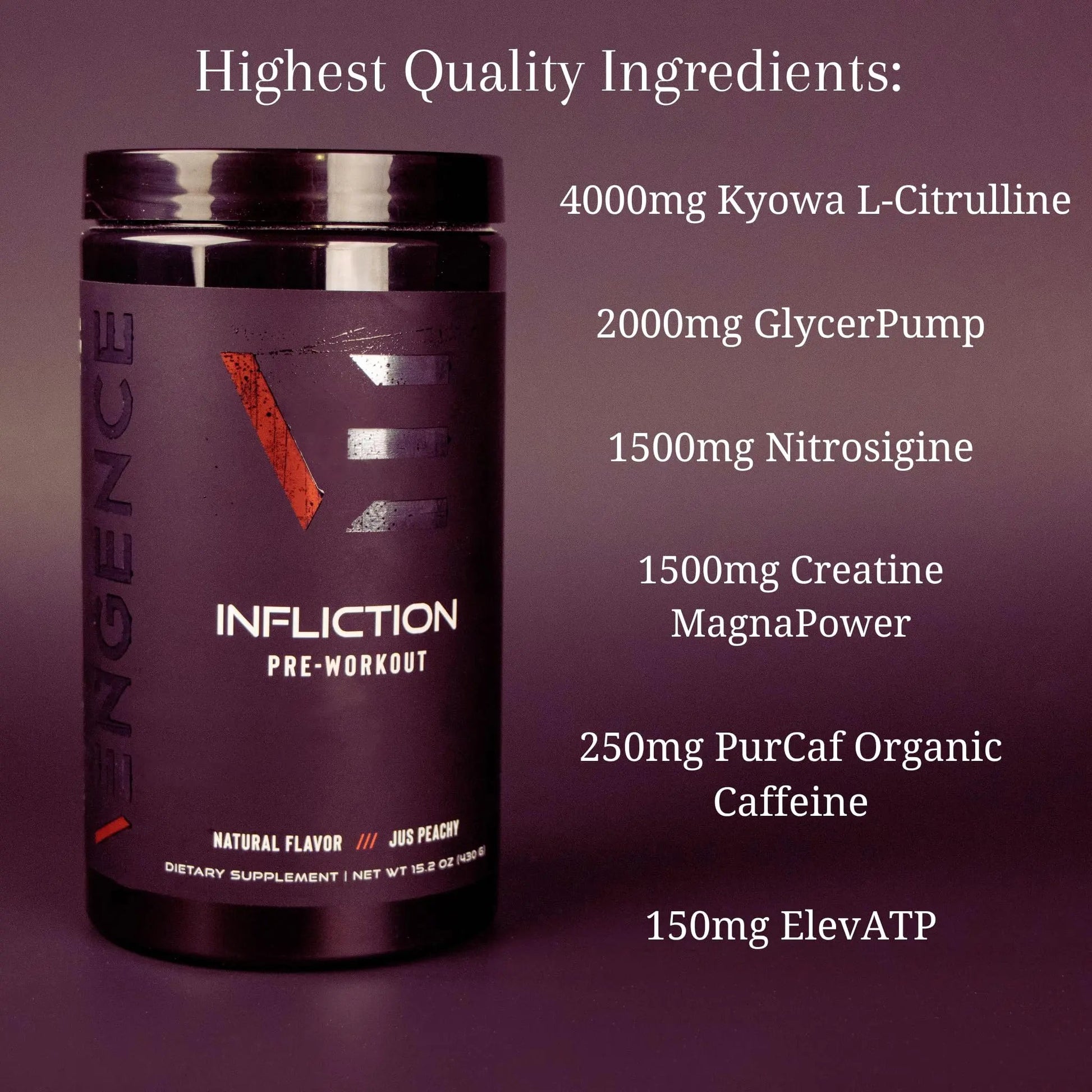Vengence Infliction Pre-Workout Powder for Men & Women - Energy, Focus & Massive Pumps with Kyowa L-Citrulline, Nitrosigine, ElevATP, Creatine MagnaPower, & PurCaf Organic Caffeine (MELONBERRY)