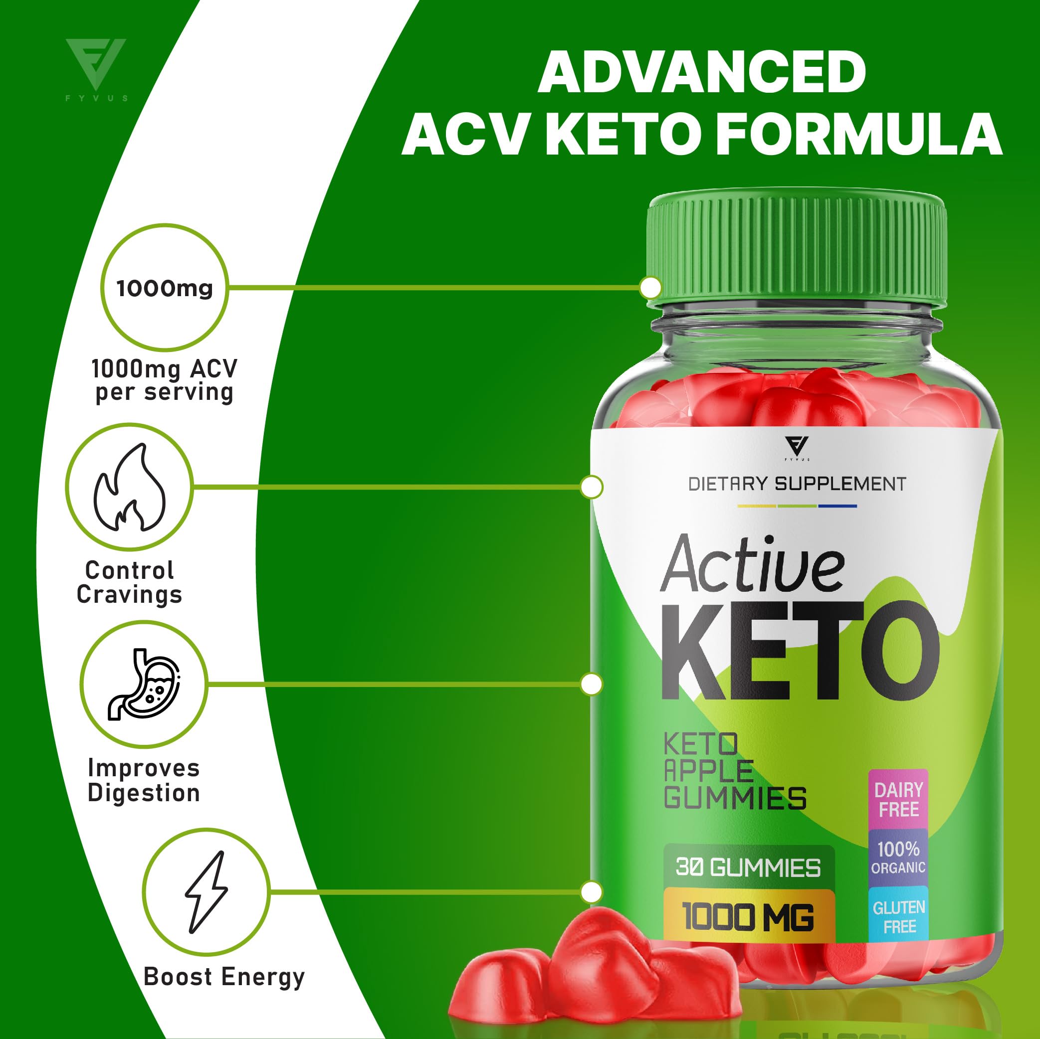 (2 Pack) Active Keto Gummies for Weight Loss Active Keto ACV Gummies Advanced Fyvus