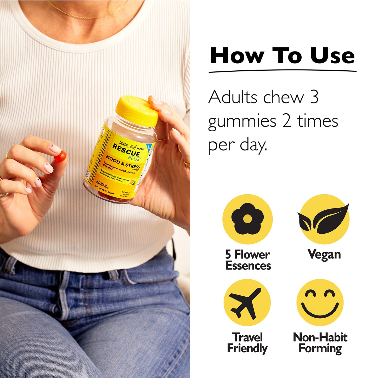 Bach RESCUE Plus Gummy Day & Night Bundle 2 x 60 Count RESCUE