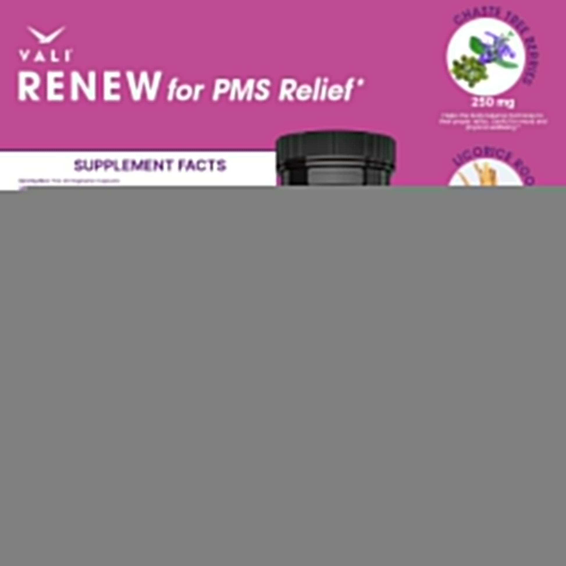 VALI Renew PMS Relief Supplement. Women’s Menstrual Cycle Support. Herbal Formula VALI