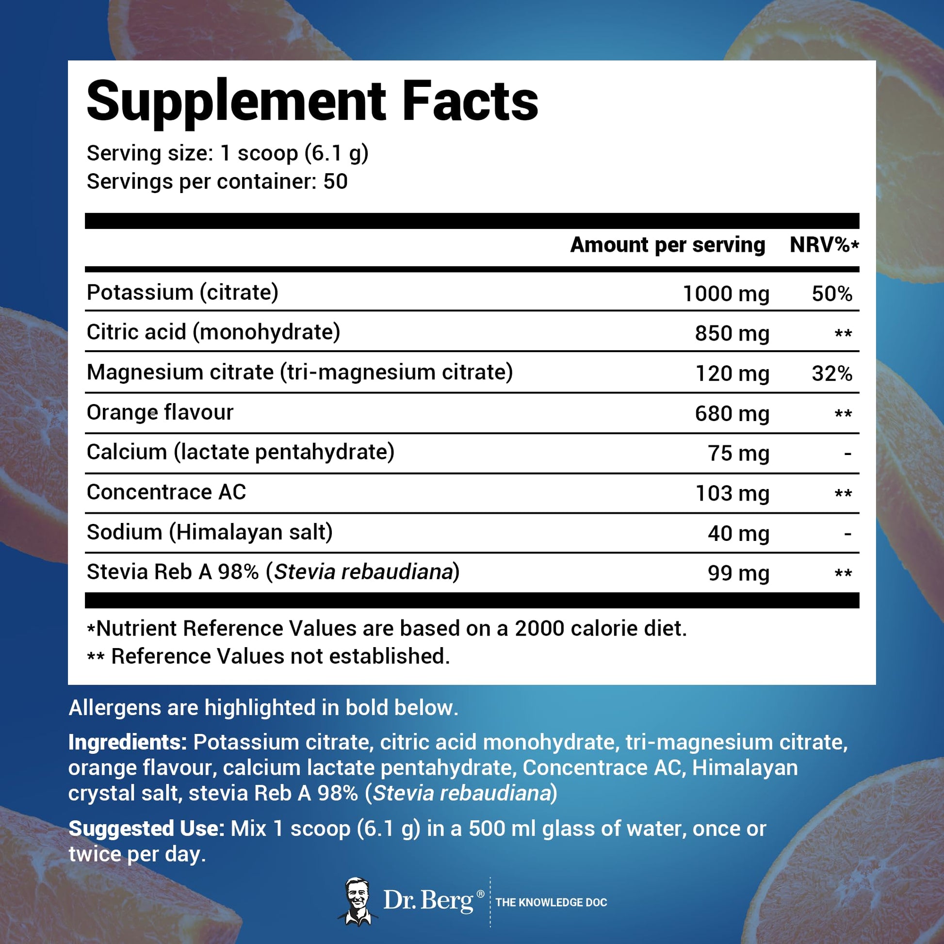 Dr. Berg Electrolyte Powder - Electrolyte Drink Supplements with 1000mg Potassium Dr. Berg Nutritionals