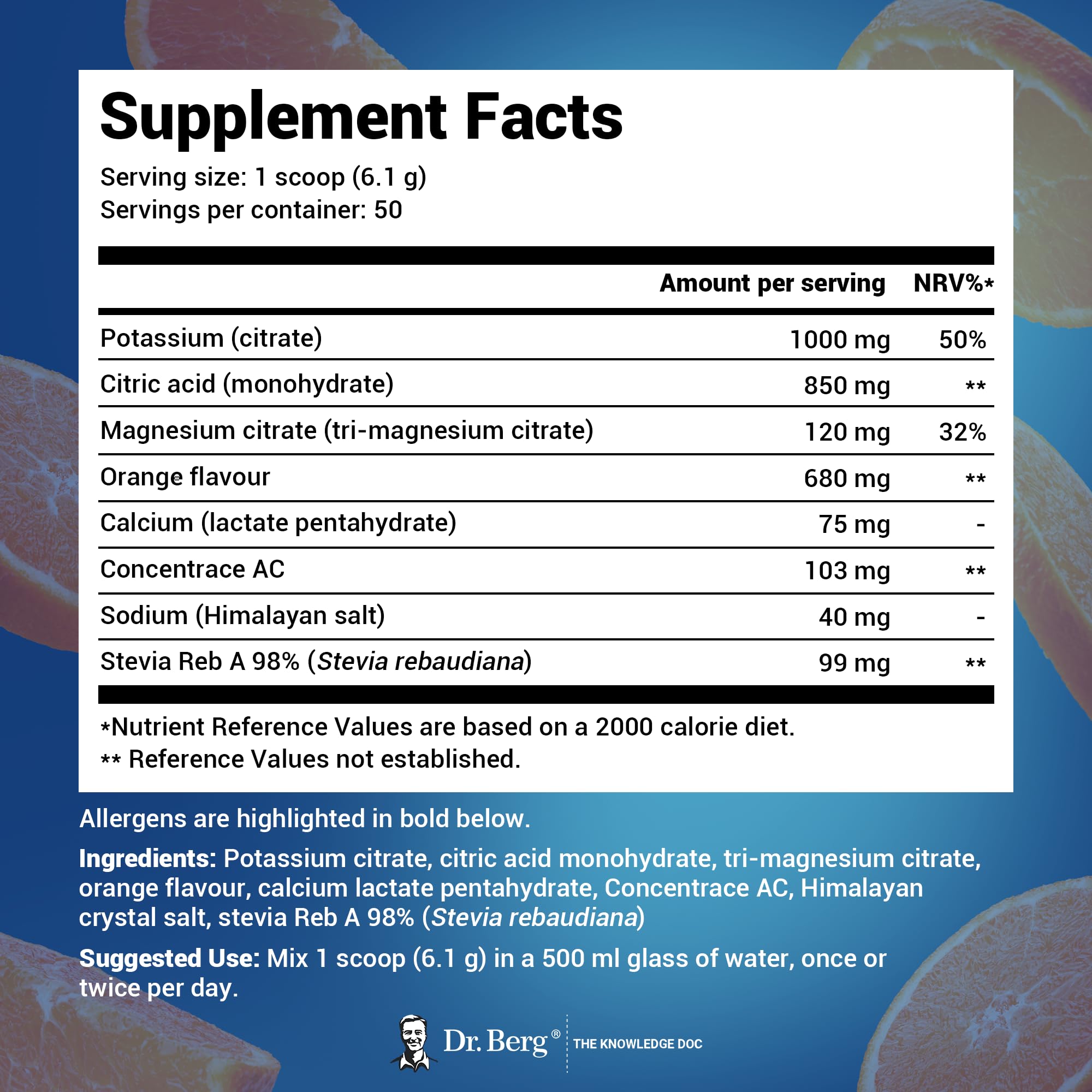 Dr. Berg Electrolyte Powder - Electrolyte Drink Supplements with 1000mg Potassium Dr. Berg Nutritionals