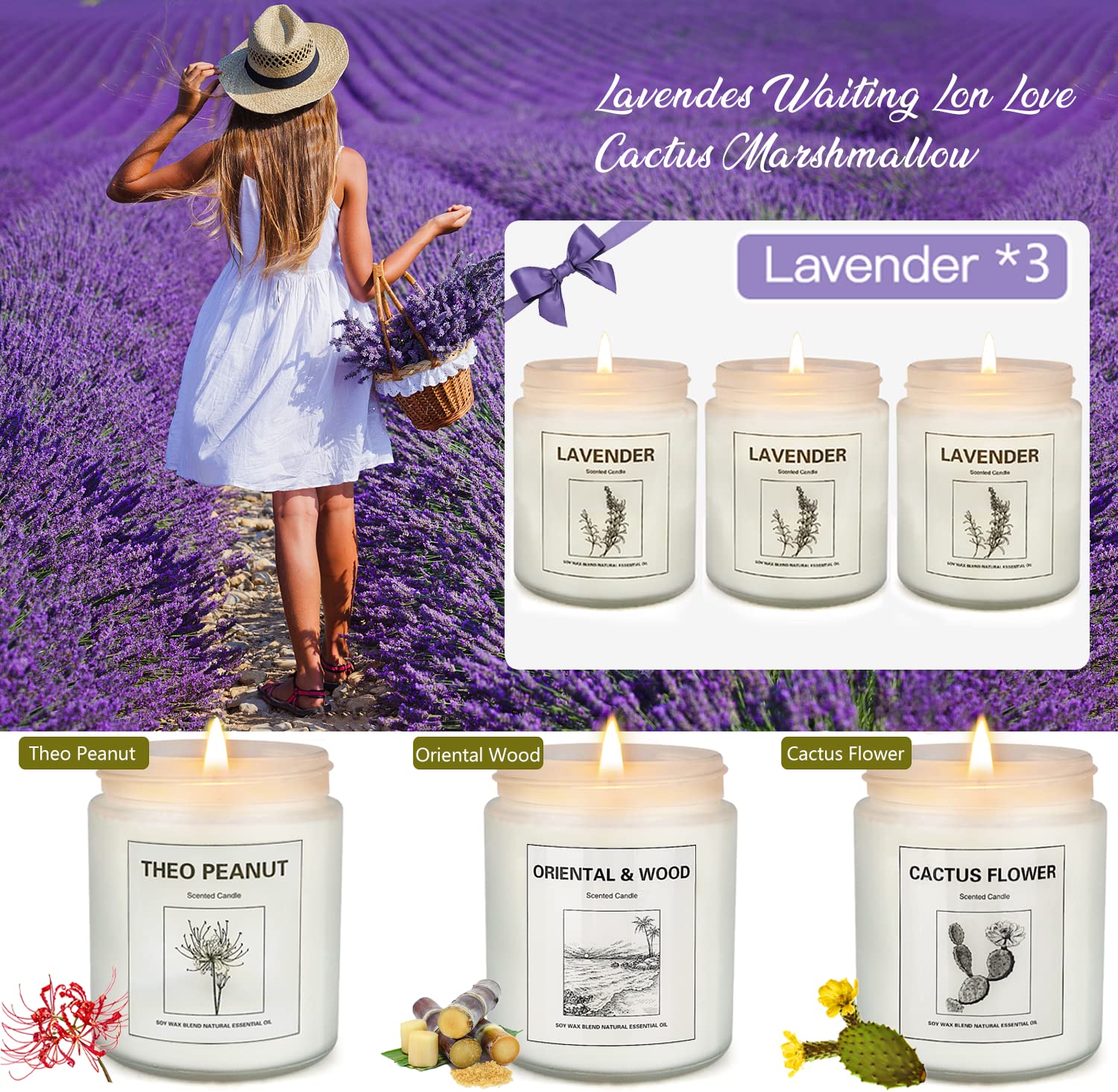 6 Pack Scented Candles, Aromatherapy Candles Gifts Set for Women, 42.6 oz 300 Hour Long Lasting YINUO LIGHT