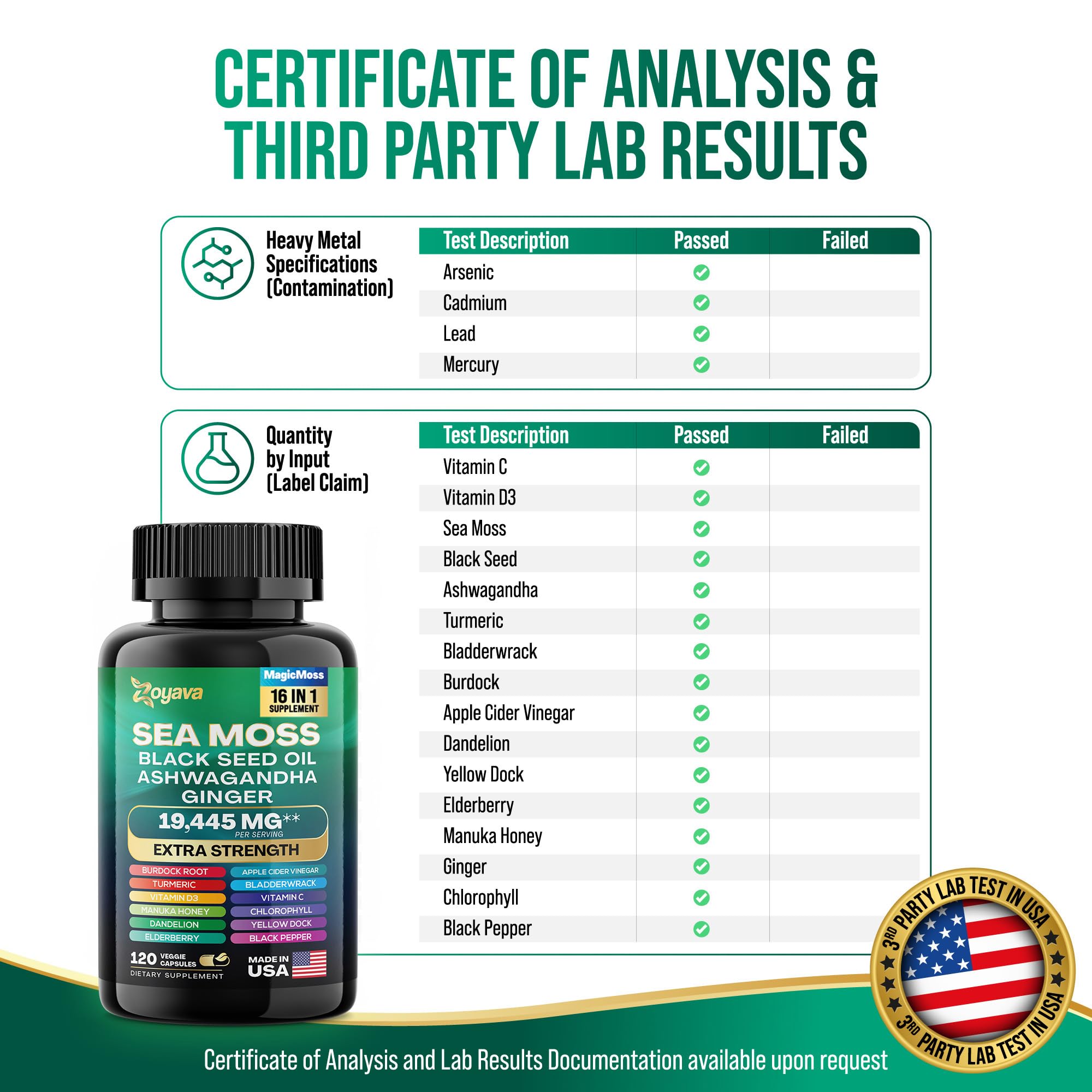 Zoyava Sea Moss 7000mg Black Seed Oil 4000mg Ashwagandha 2000mg Turmeric Zoyava