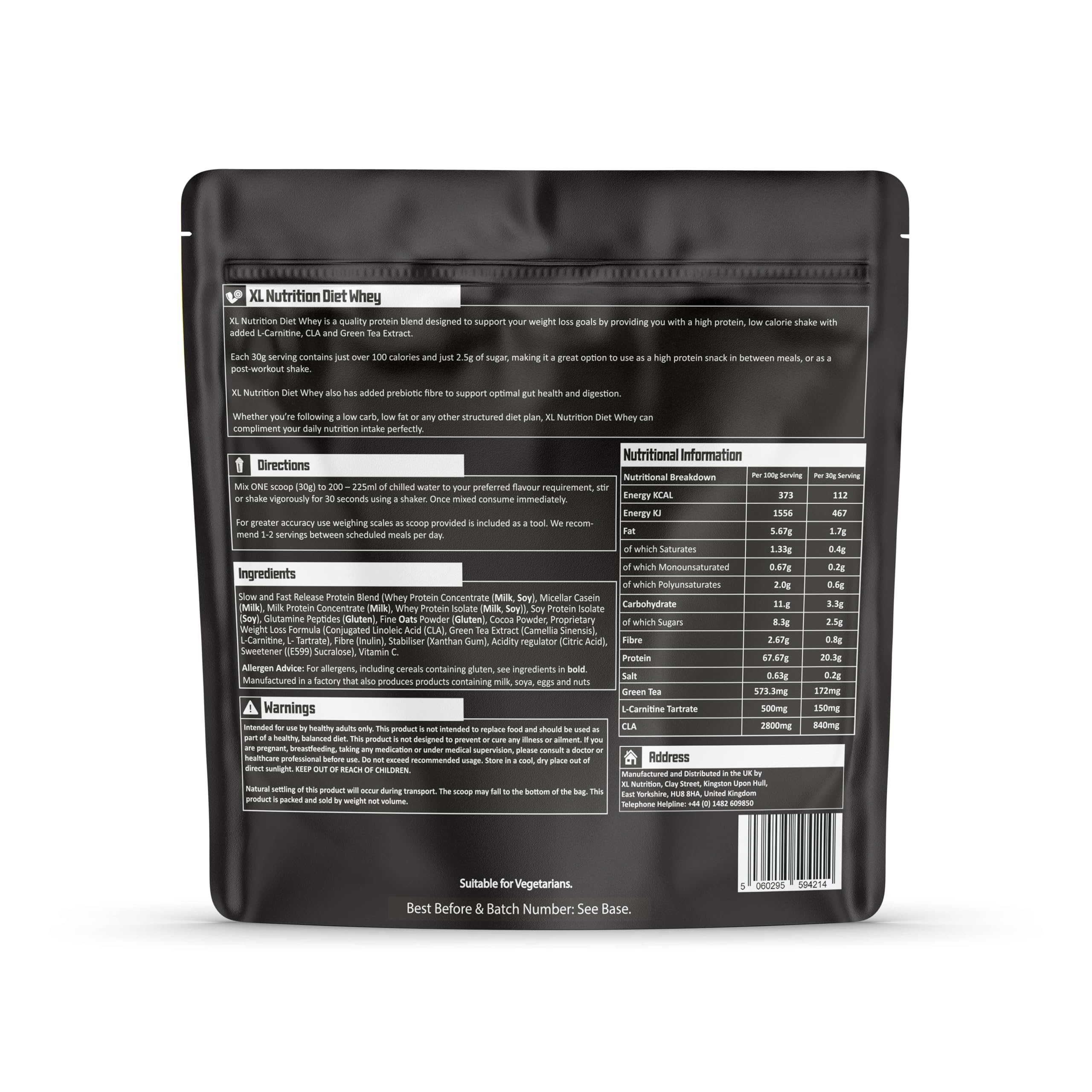 XL Nutrition Xtra Diet Whey Protein | 112 Calories | with Added L Carnitine and Green Tea Extract XL Nutrition