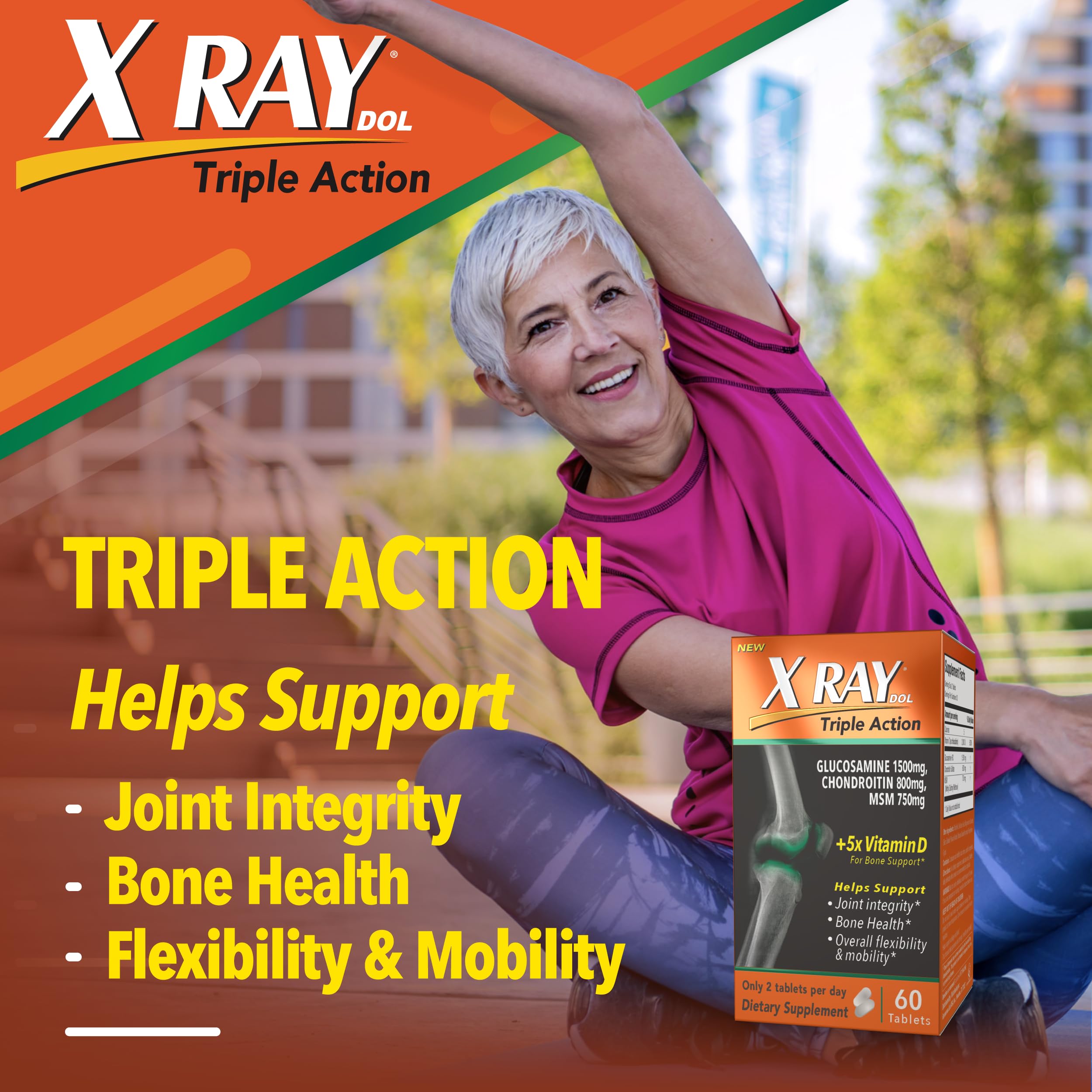 X Ray Dol Triple Action Joint Health Supplement, with 5X Vitamin D, Glucosamine 1500mg X Ray Dol