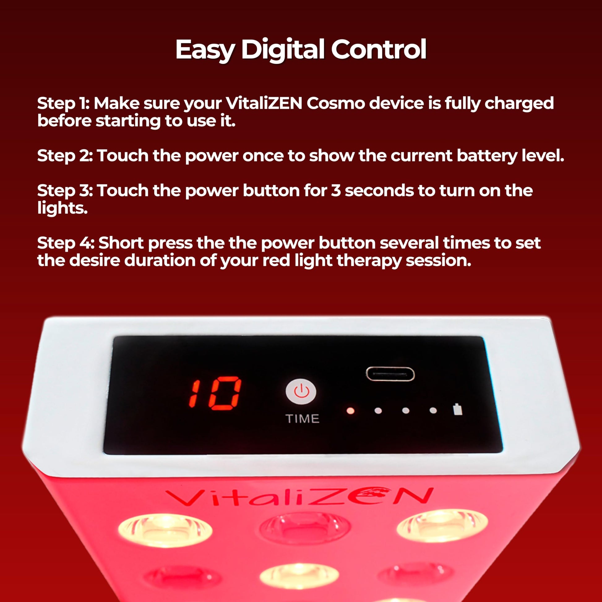 VitaliZEN Cosmo 60 Watt, Rechargeable Red & Near-Infrared Light Therapy Device. 660nm & 850nm VitaliZEN