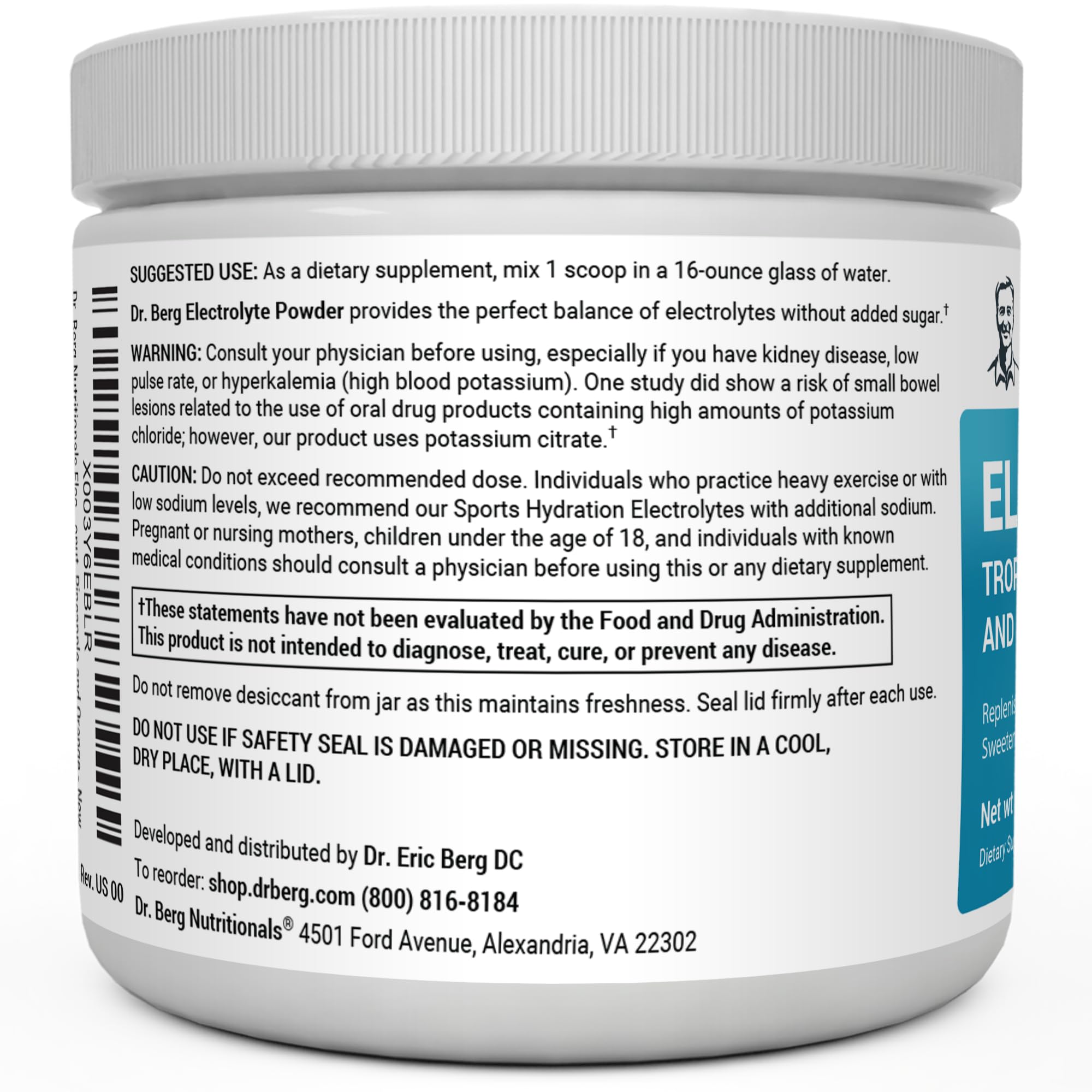 Dr. Berg Hydration Keto Electrolyte Powder - Enhanced w/ 1,000mg of Potassium Dr. Berg Nutritionals