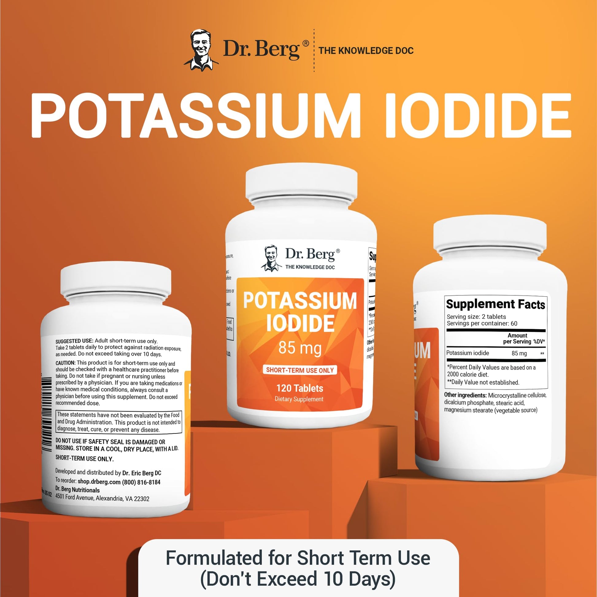 Dr. Berg's Incredible Potassium Iodide Tablets - Now 120 Tablets with a Smaller Easy Dr. Berg Nutritionals