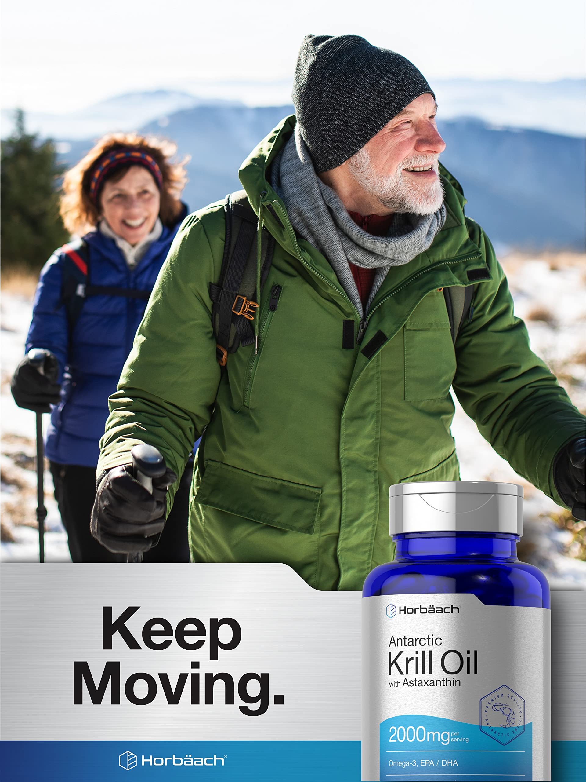 Horbäach Antarctic Krill Oil 2000mg | 60 Softgel Capsules | Omega-3, EPA, DHA Supplemen Horbäach