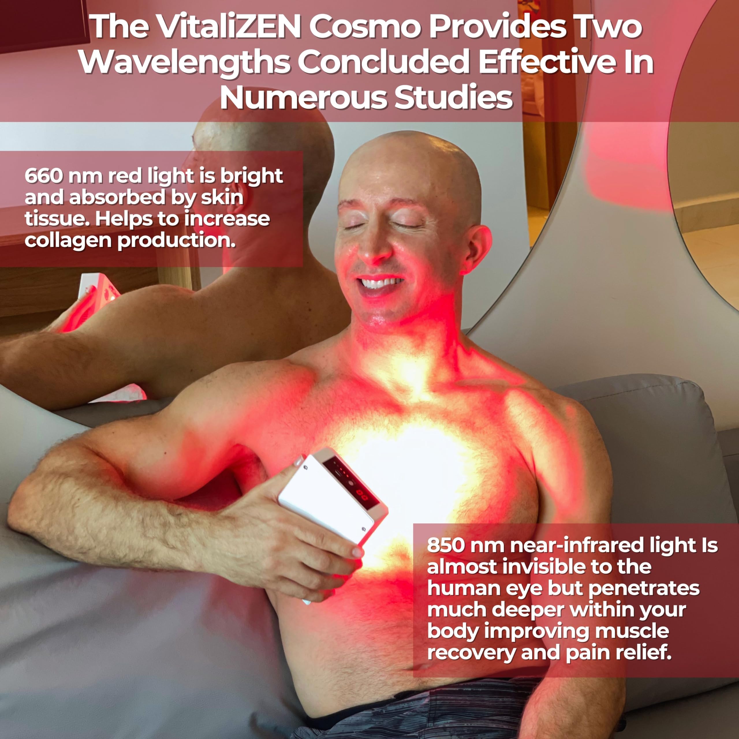 VitaliZEN Cosmo 60 Watt, Rechargeable Red & Near-Infrared Light Therapy Device. 660nm & 850nm VitaliZEN