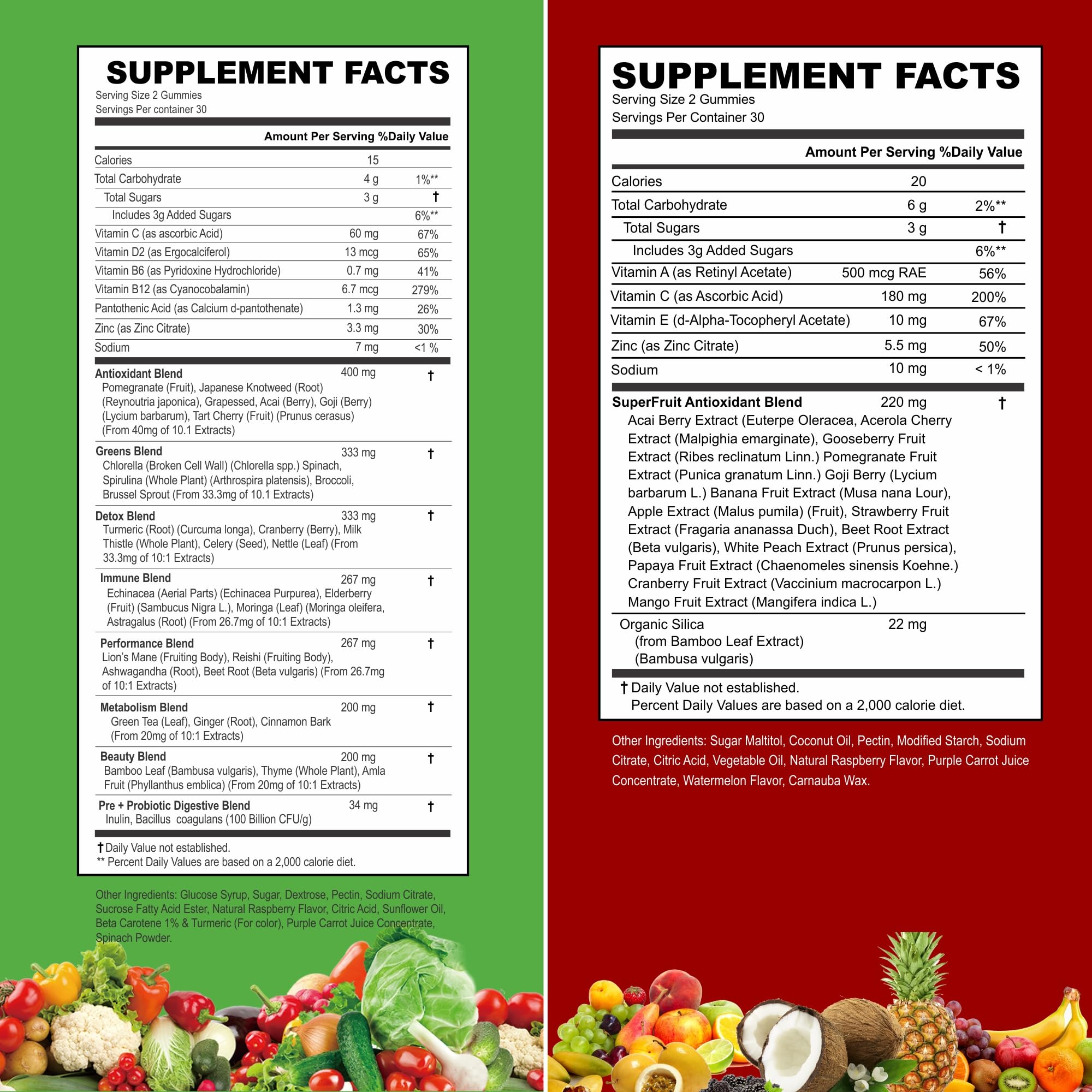 VITINITY Made with Real Fruit-Real Veggie Gummies-Superfood Vegetable Vitamin Sup VITINITY