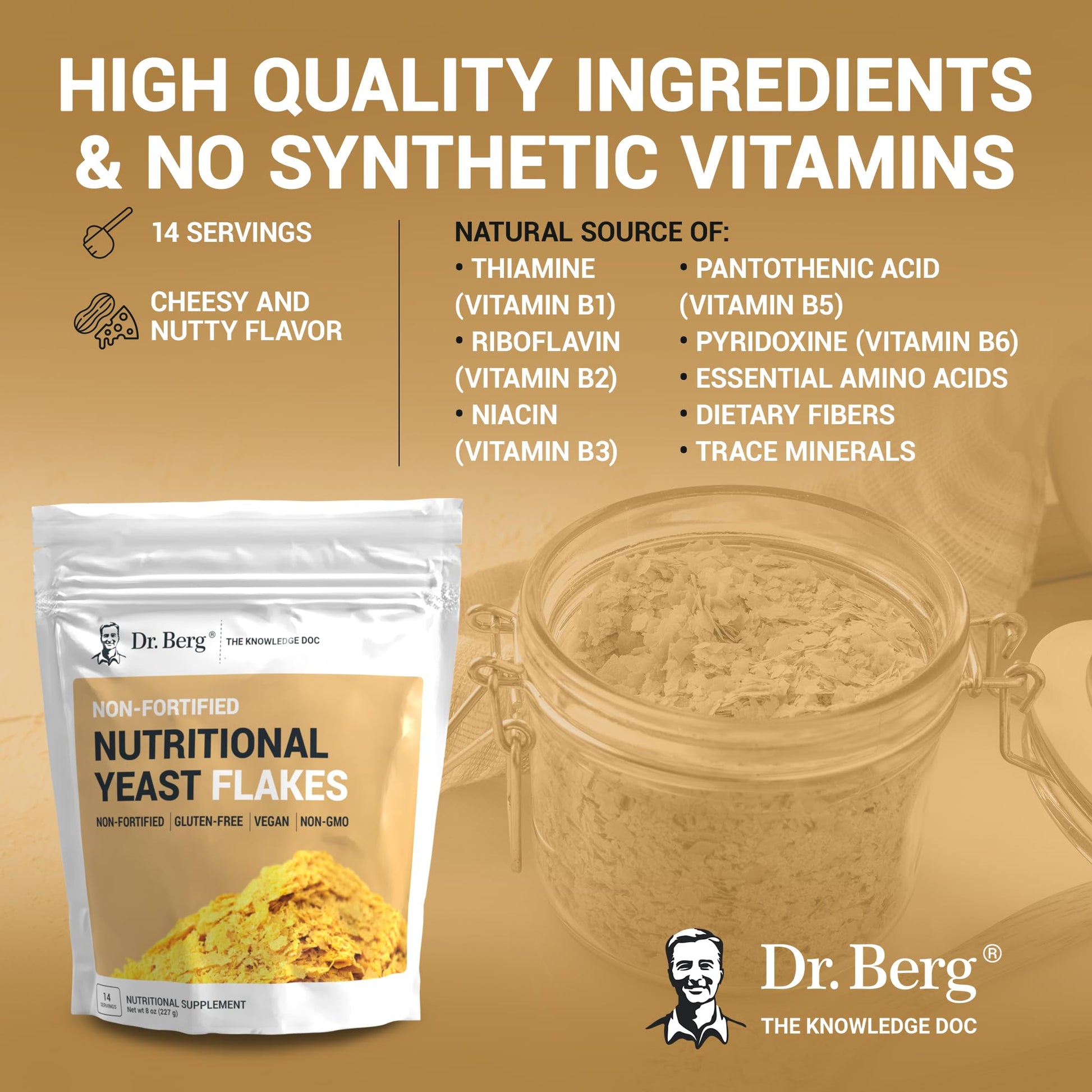 Dr. Berg Premium Nutritional Yeast Flakes - Delicious Non-Fortified Nutritional Yeast Dr. Berg Nutritionals