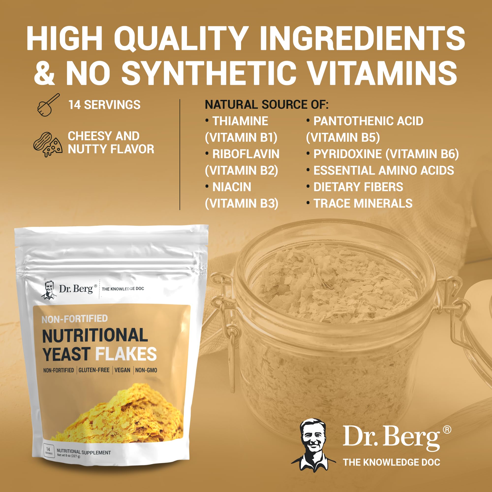 Dr. Berg Premium Nutritional Yeast Flakes - Delicious Non-Fortified Nutritional Yeast Dr. Berg Nutritionals
