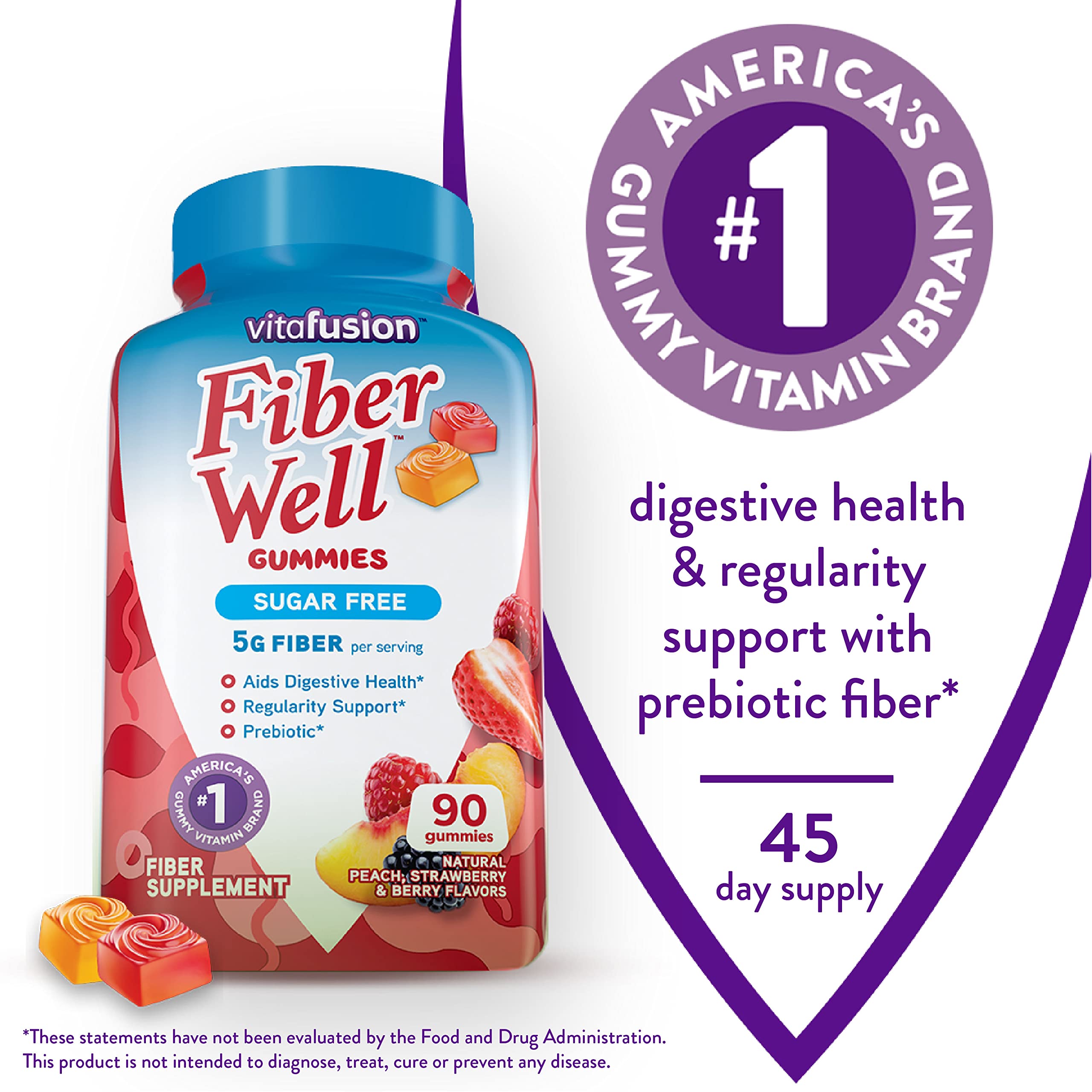 Vitafusion Fiber Well Sugar Free Fiber Supplement & Womens Multivitamin Gummies Vitafusion