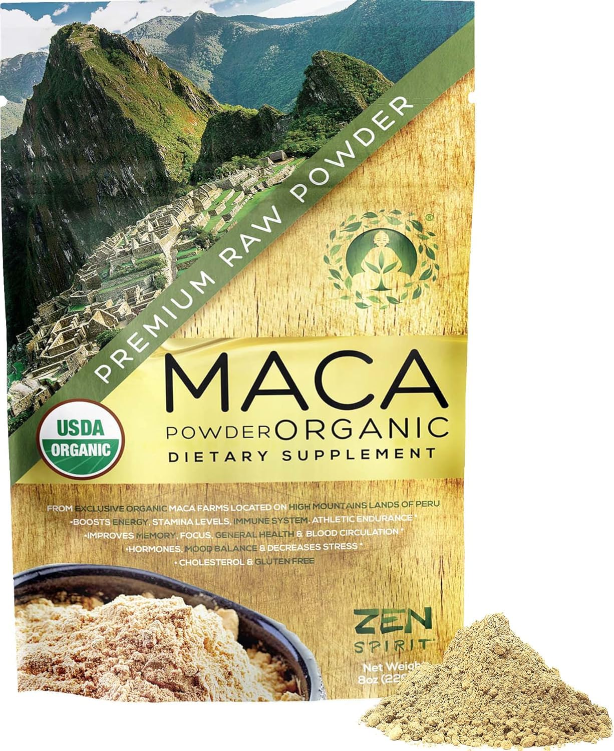 Zen Spirit Maca Root Powder Organic - Peruvian Root Premium Grade Superfood (Raw)